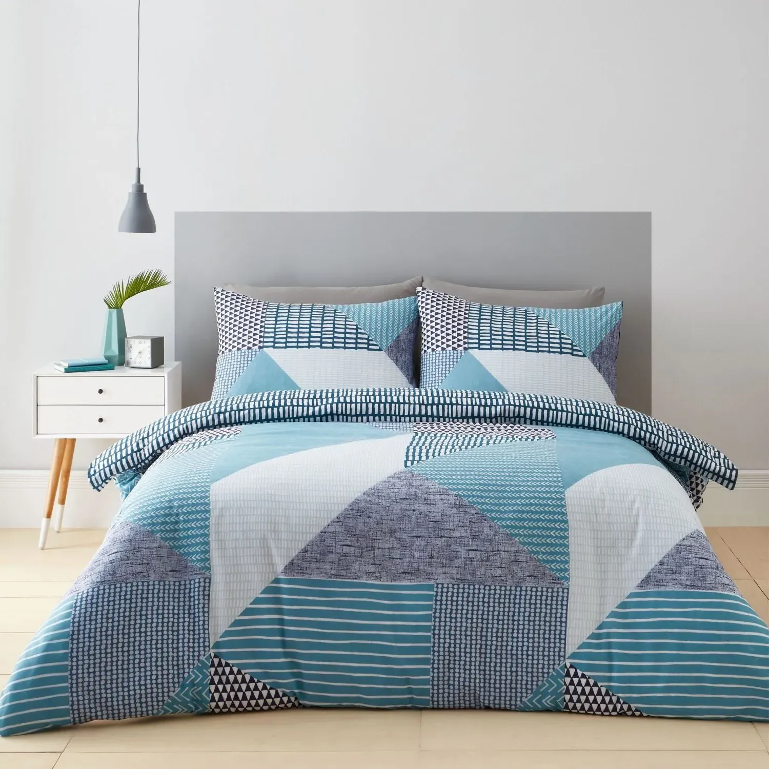 King Size Duvet Set Reversible - Teal, Cotton