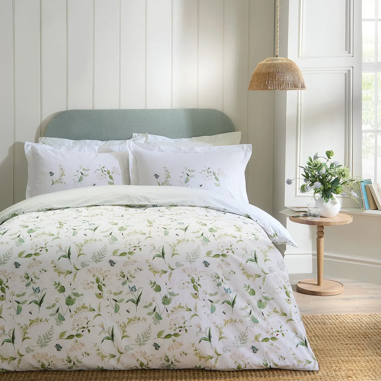 King Size Duvet Set Wild Floral - Green, Cotton