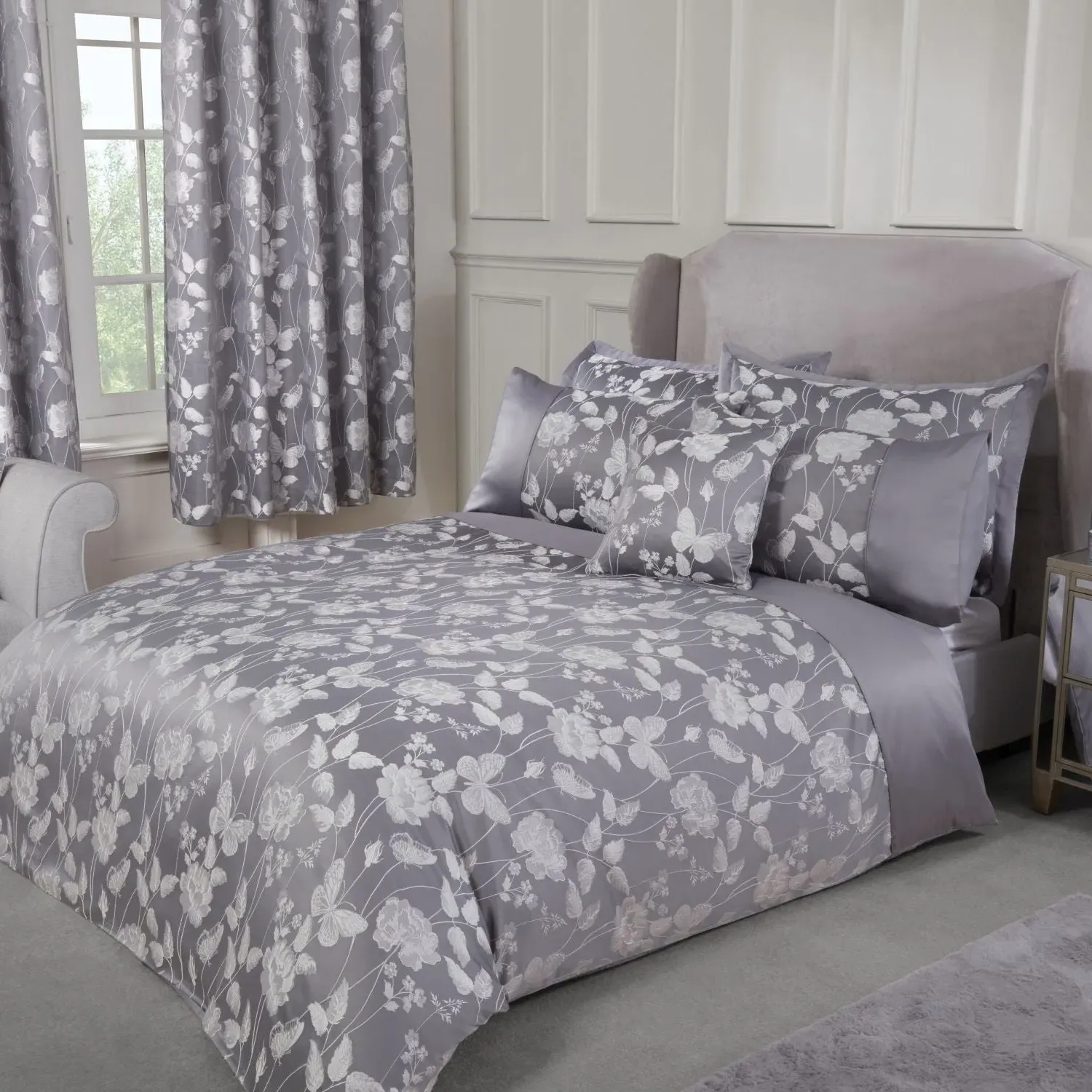 King Size Duvet Set with Jacquard - Silver