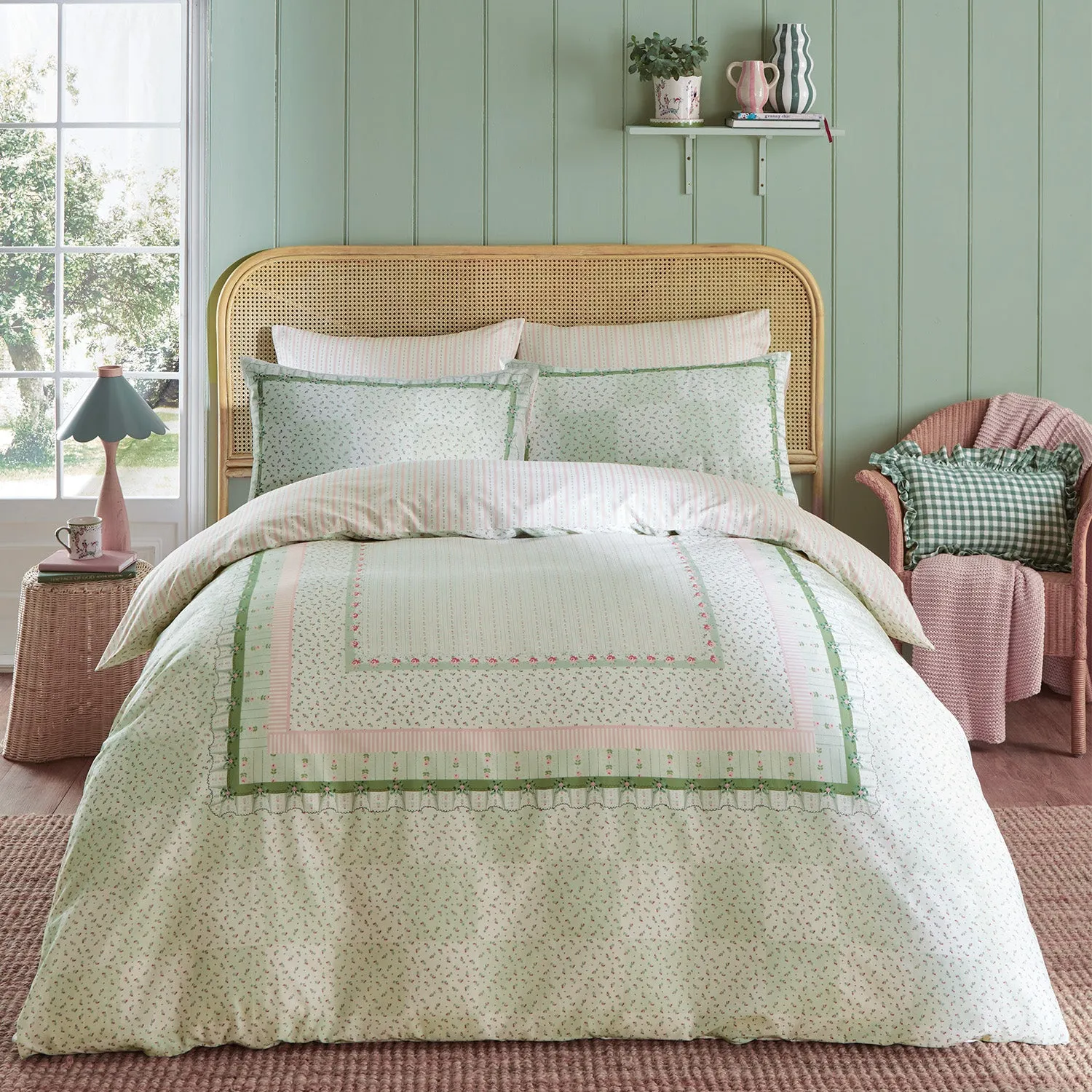 King Size Duvet Set with Pillowcases - Green, Cotton