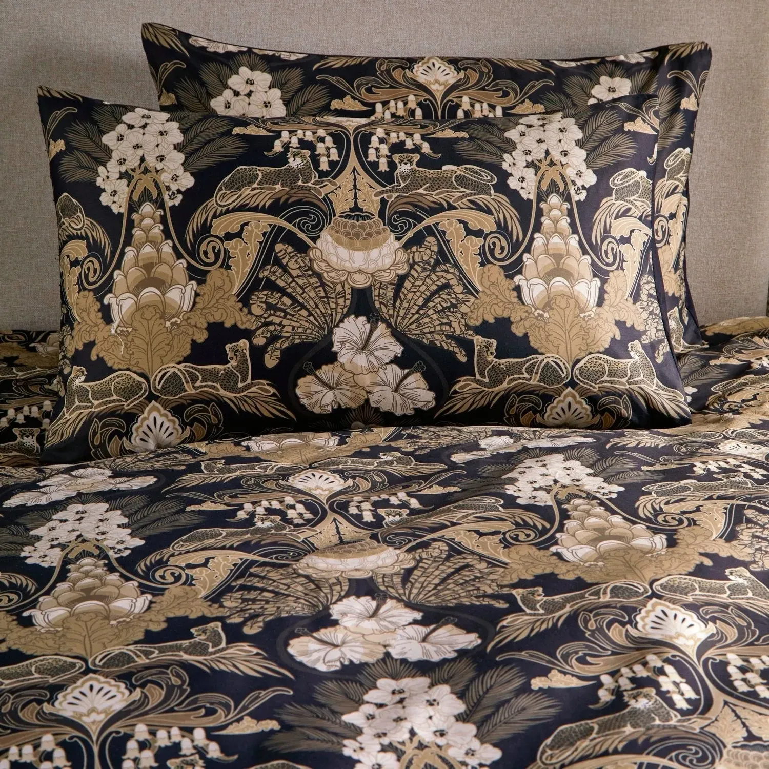 King Size Duvet Set with Reverse - Black, Cotton