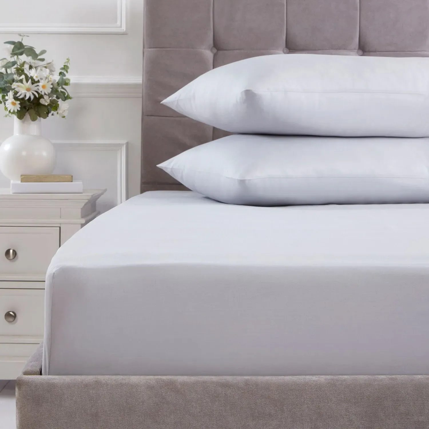 King Size Fitted Sheet 180TC - Grey, Cotton