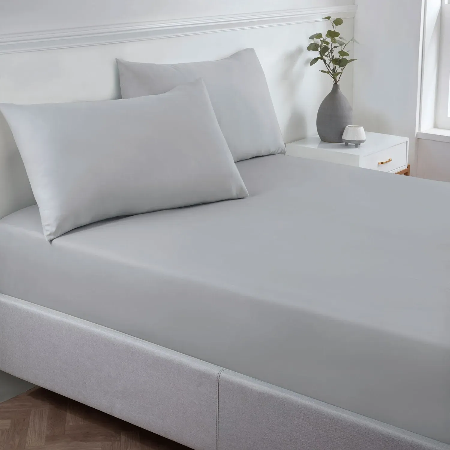 King Size Fitted Sheet Standard - Grey, Microfibre
