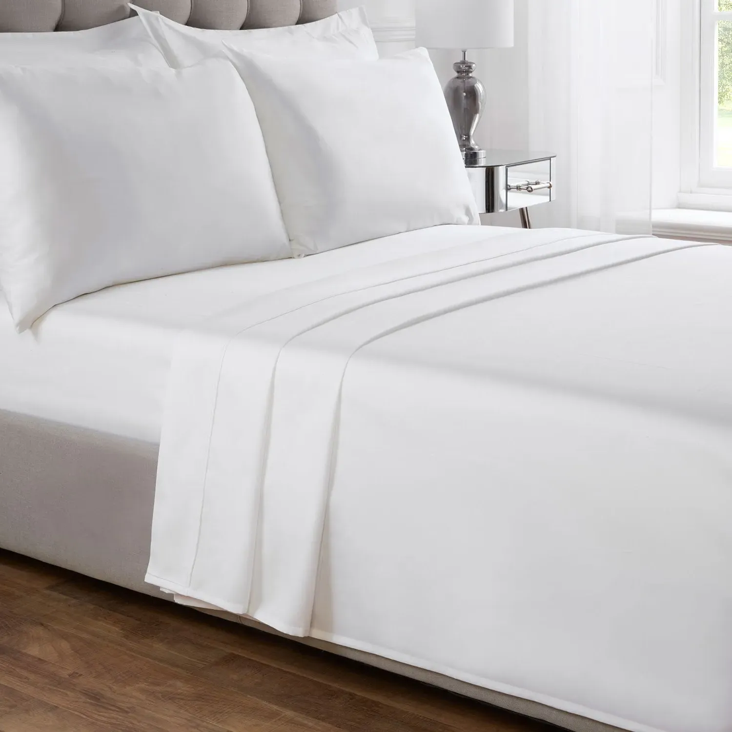 King Size Flat Sheet 400TC - White, Cotton