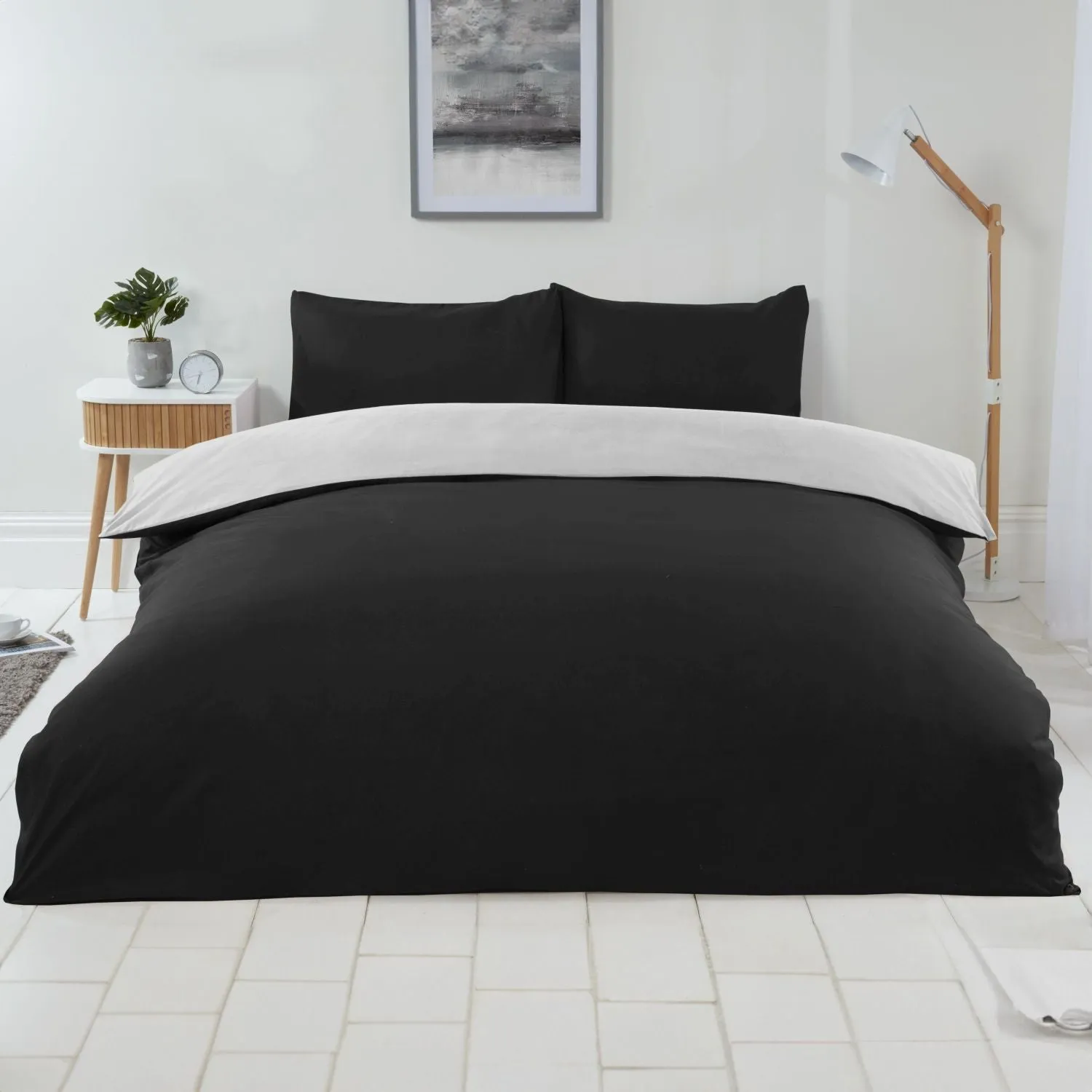 King Size Reversible Duvet Set - Black & White