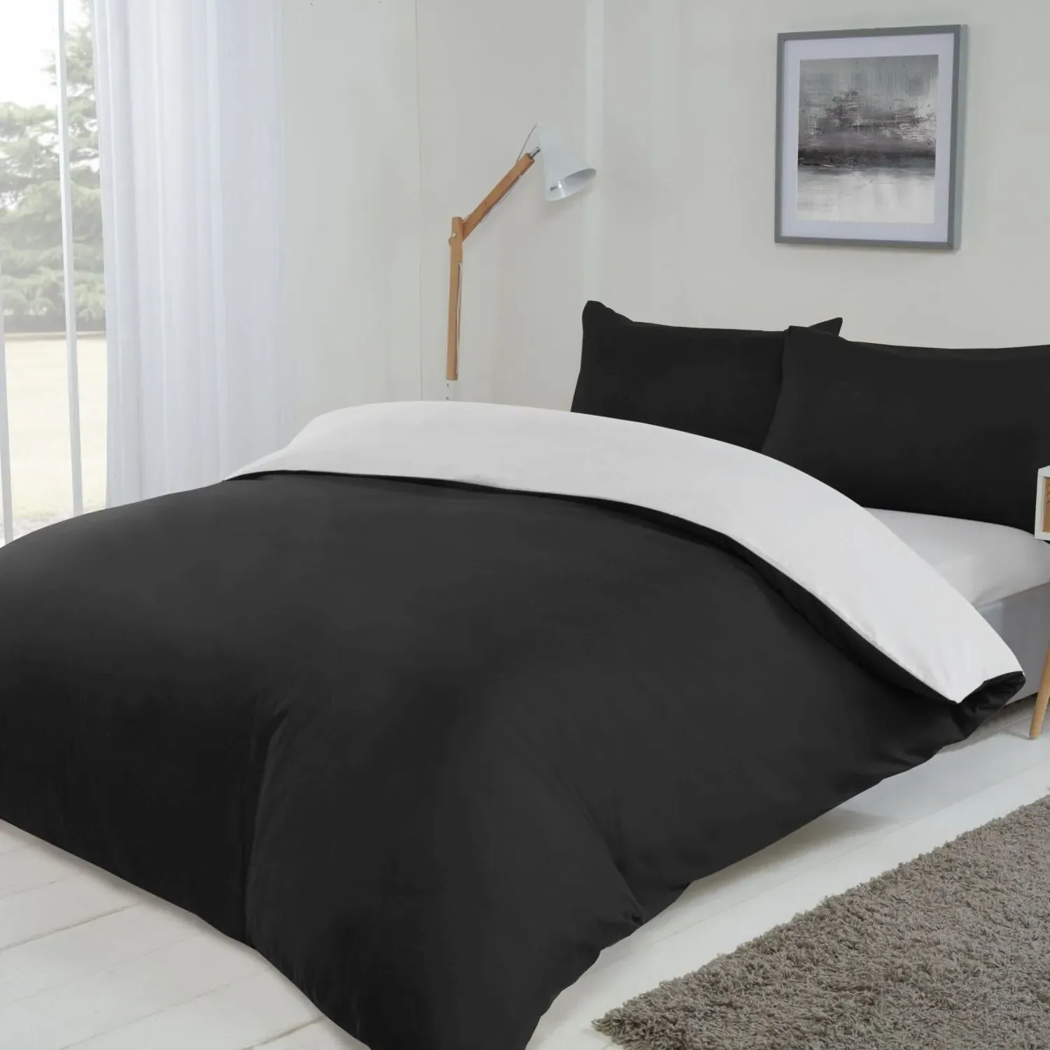King Size Reversible Duvet Set - Black & White