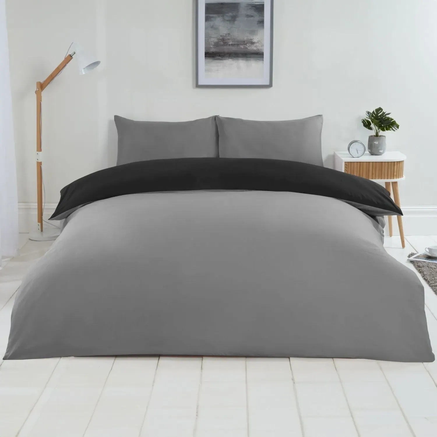 King Size Reversible Duvet Set - Black