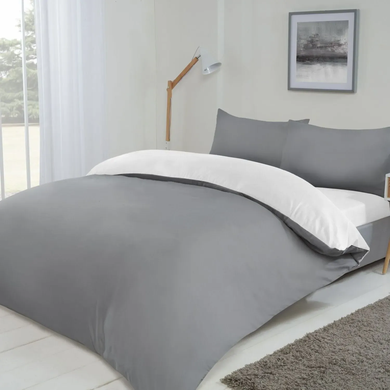 King Size Reversible Duvet Set - Grey