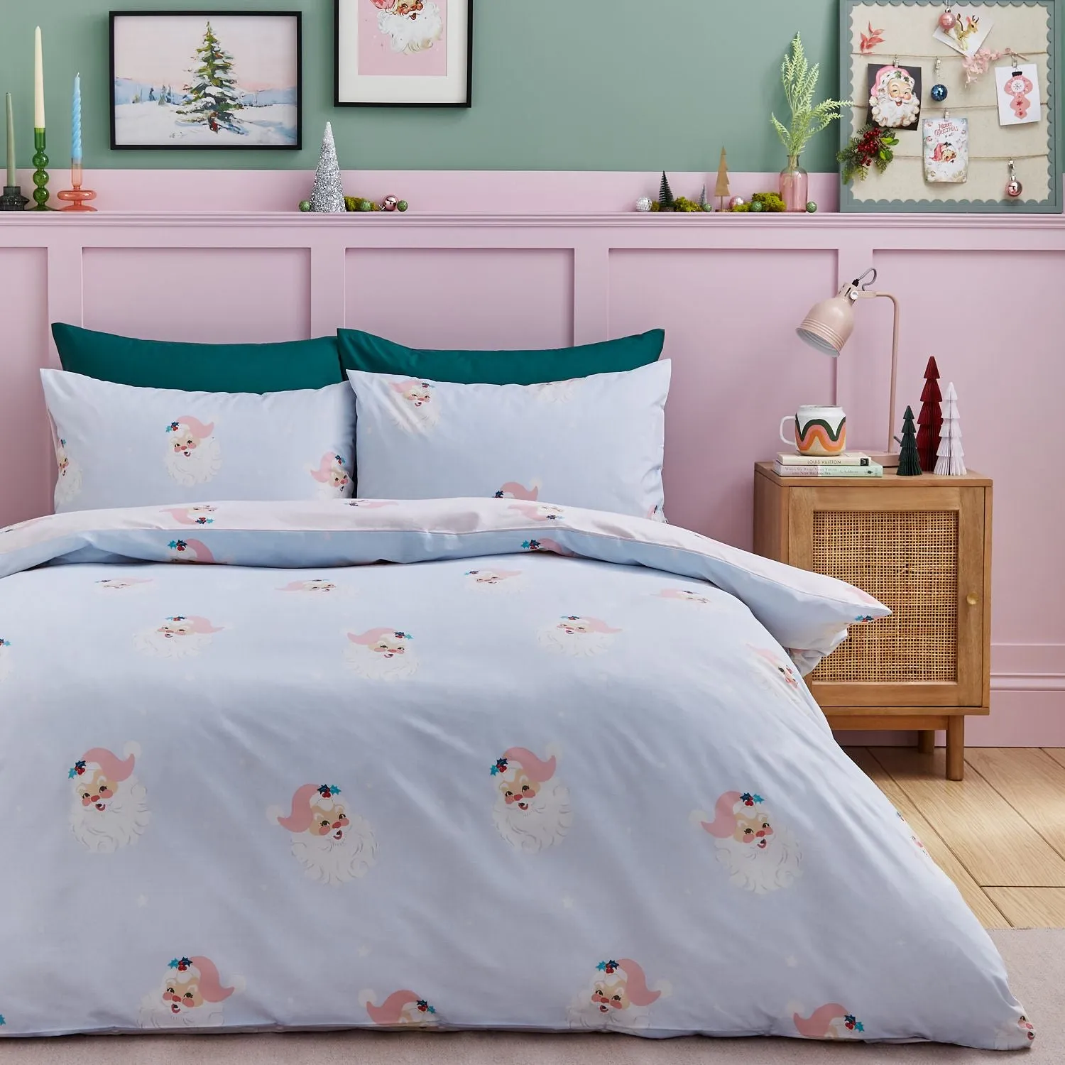 King Size Reversible Duvet Set - Pink, Cotton