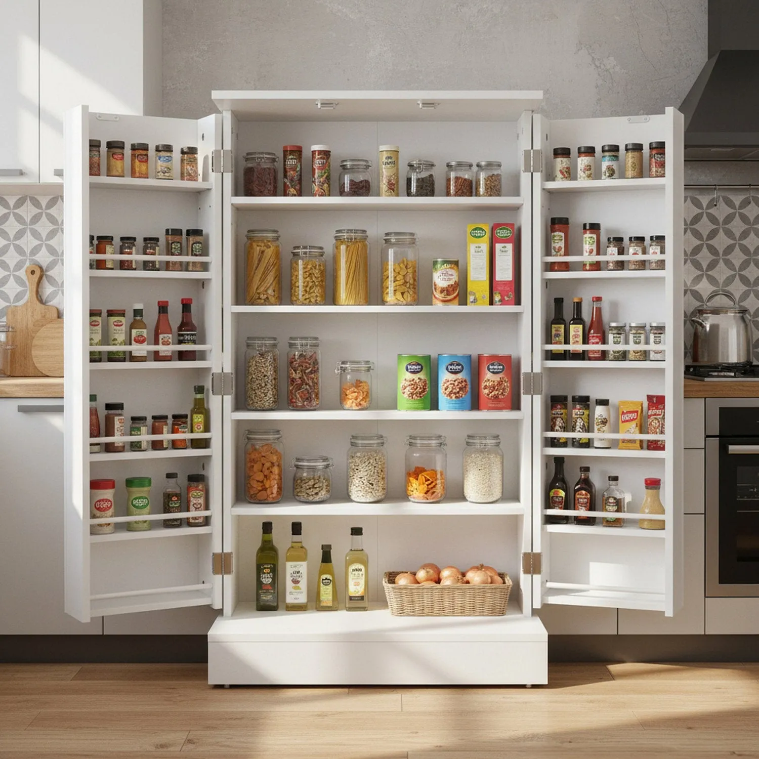 Kitchen Pantry Cabinet with 5 Shelves - White by Julian Charles