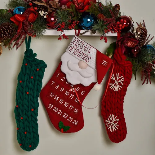 Knitted Christmas Stocking with Snowflakes - Red by Julian Charles, image 2
