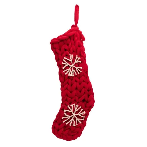 Knitted Christmas Stocking with Snowflakes - Red by Julian Charles