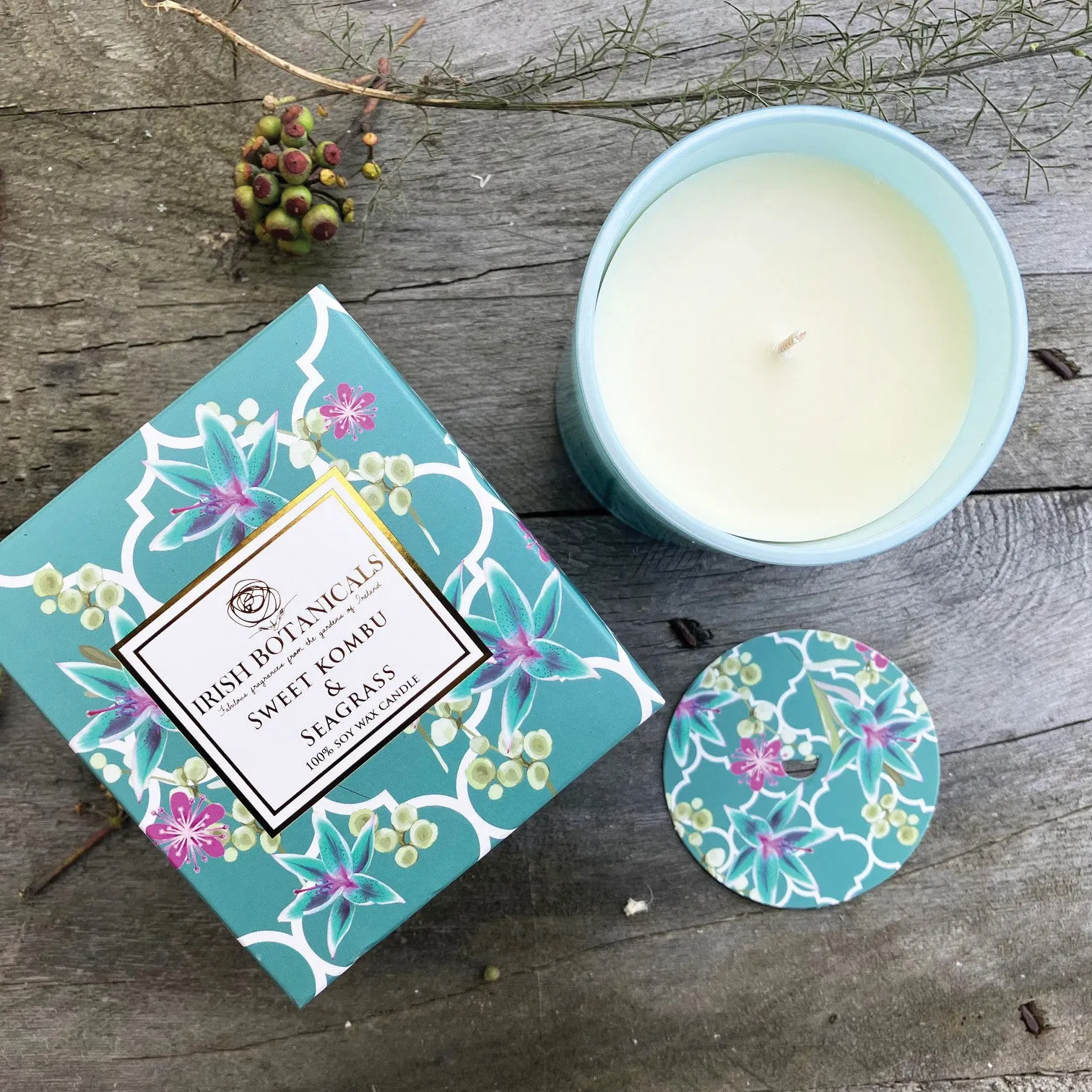 Kombu Seagrass Scented Candle - Blue, Natural Wax