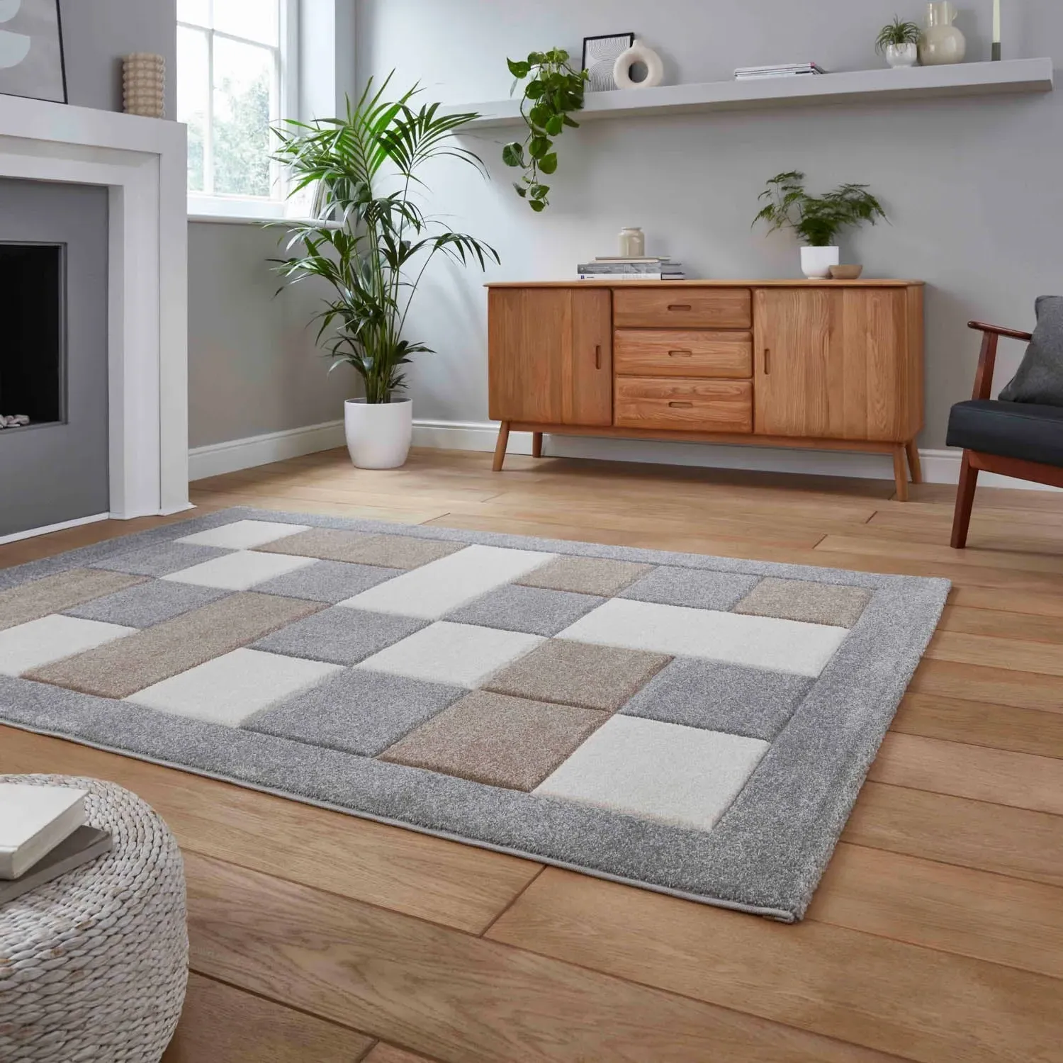 Large Area Rug Hand-Carved - Grey, Polypropylene