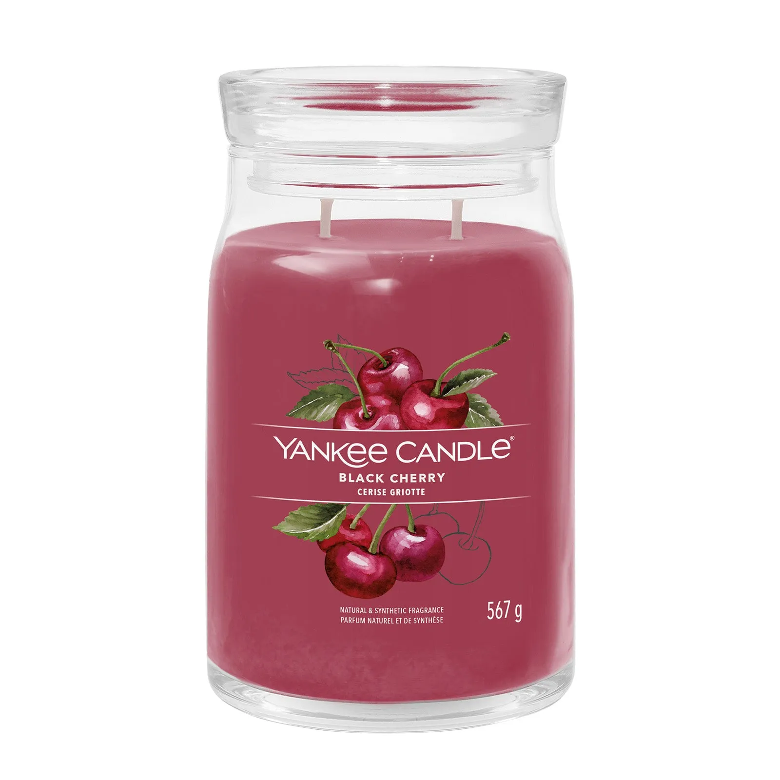 Large Jar Candle Black Cherry - Red, Soy Wax