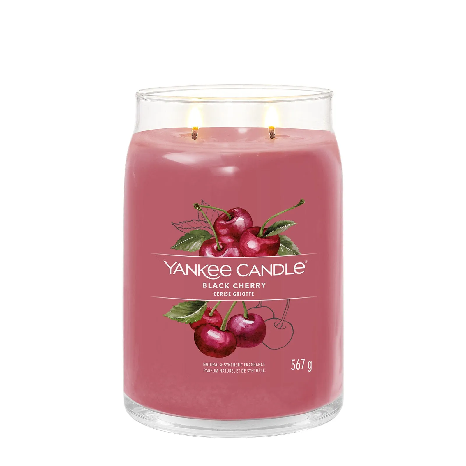 Large Jar Candle Black Cherry - Red, Soy Wax