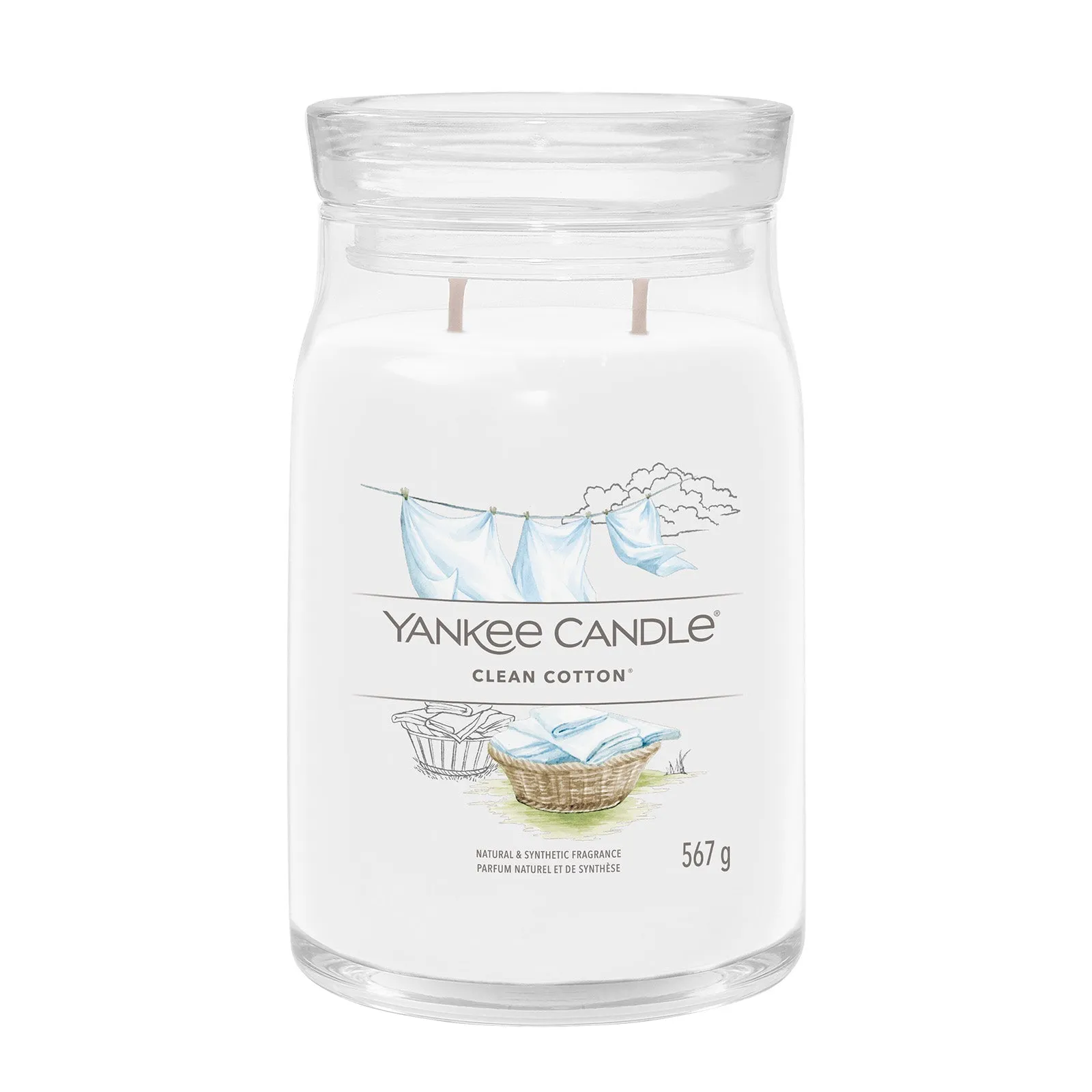 Large Jar Candle Clean Cotton - White, Soy Wax