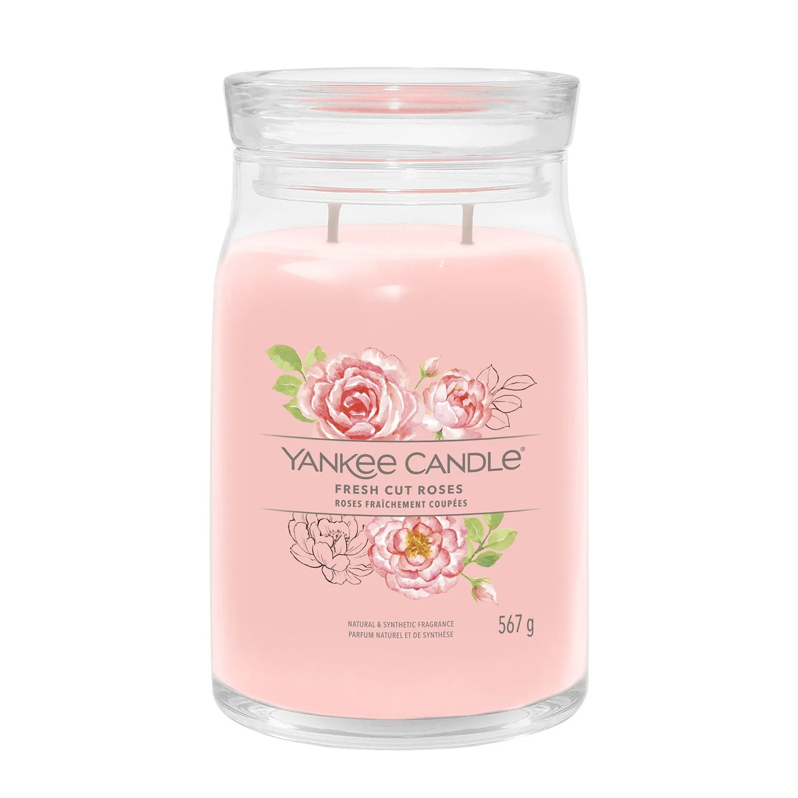 Large Jar Candle Fresh Cut Roses - Pink, Soy Wax
