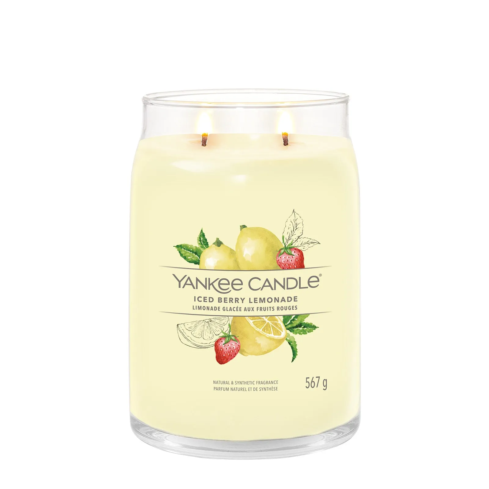 Large Jar Candle Iced Berry Lemonade - Yellow, Soy