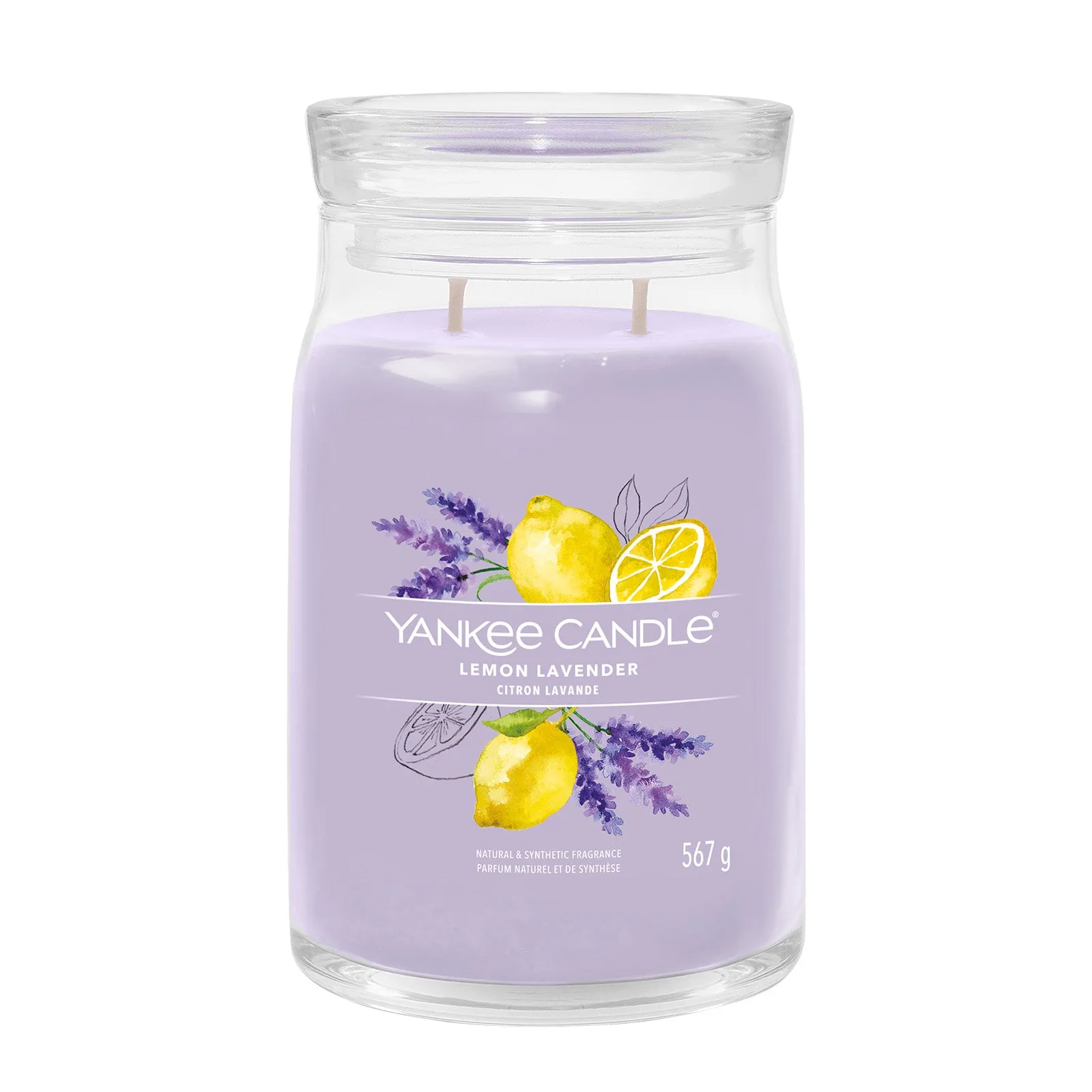 Large Jar Candle Lemon Lavender - Purple, Soy Wax