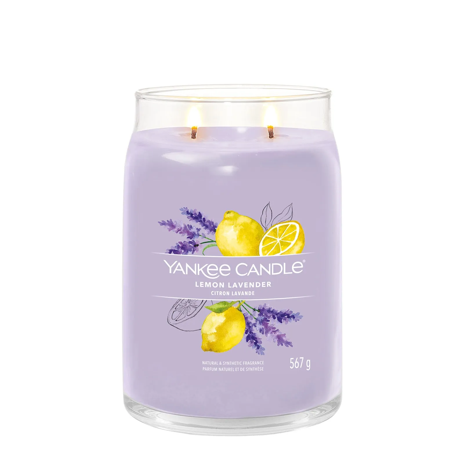 Large Jar Candle Lemon Lavender - Purple, Soy Wax