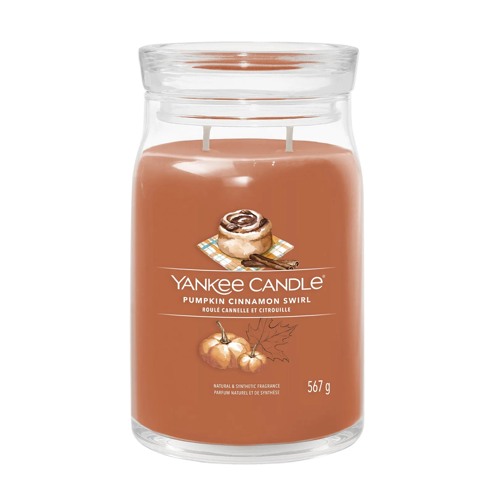 Large Jar Candle Pumpkin Cinnamon Swirl - Orange, Soy Wax