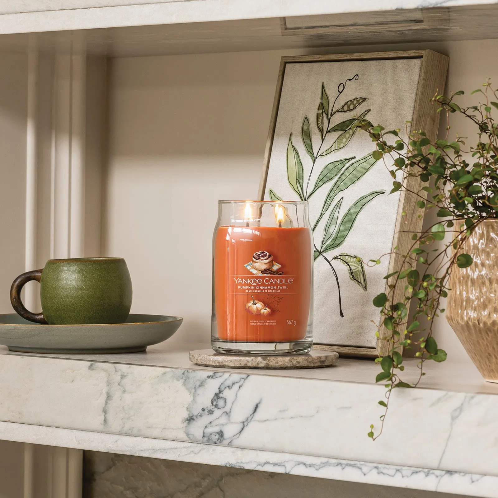 Large Jar Candle Pumpkin Cinnamon Swirl - Orange, Soy Wax