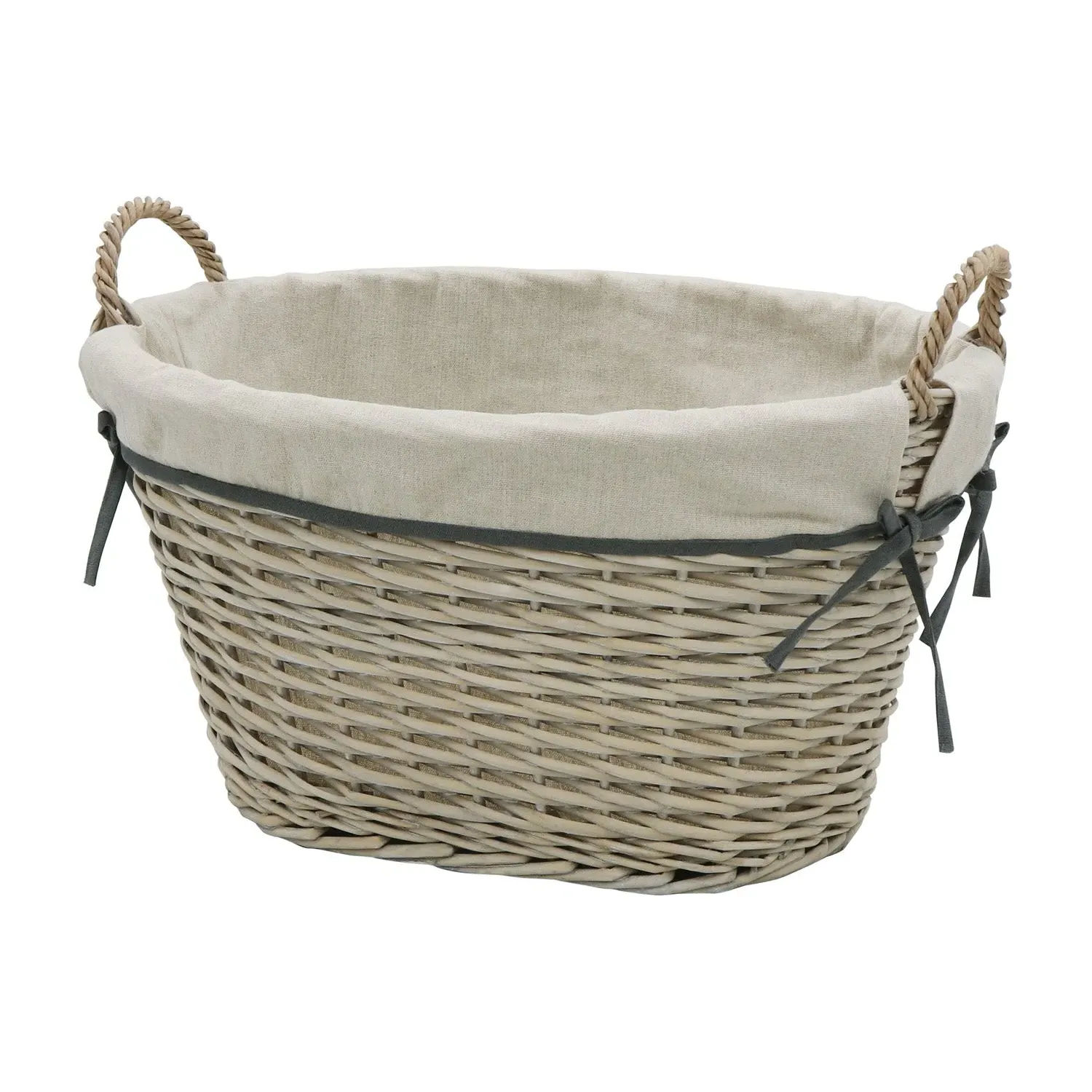 Large Oval Storage Basket - Grey, Willow