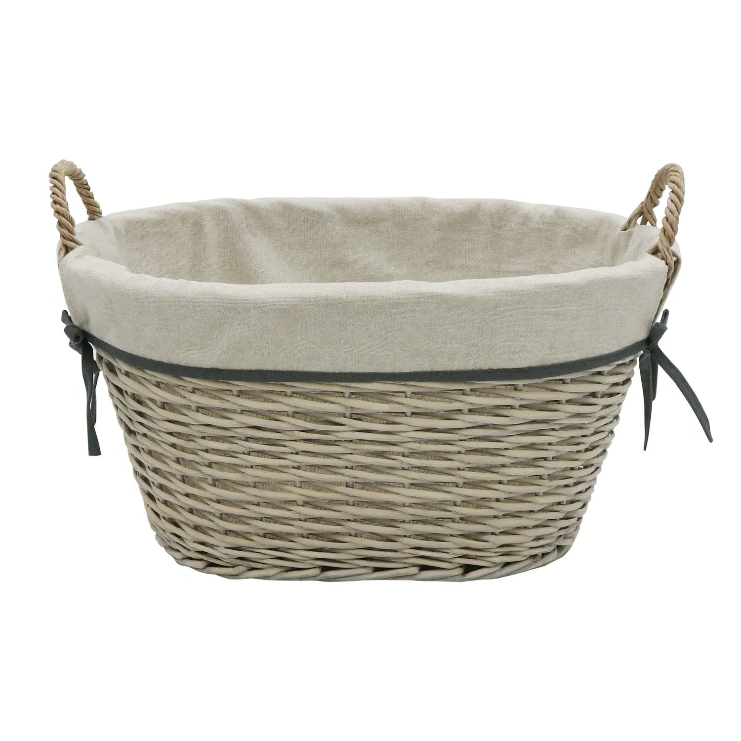 Large Oval Storage Basket - Grey, Willow