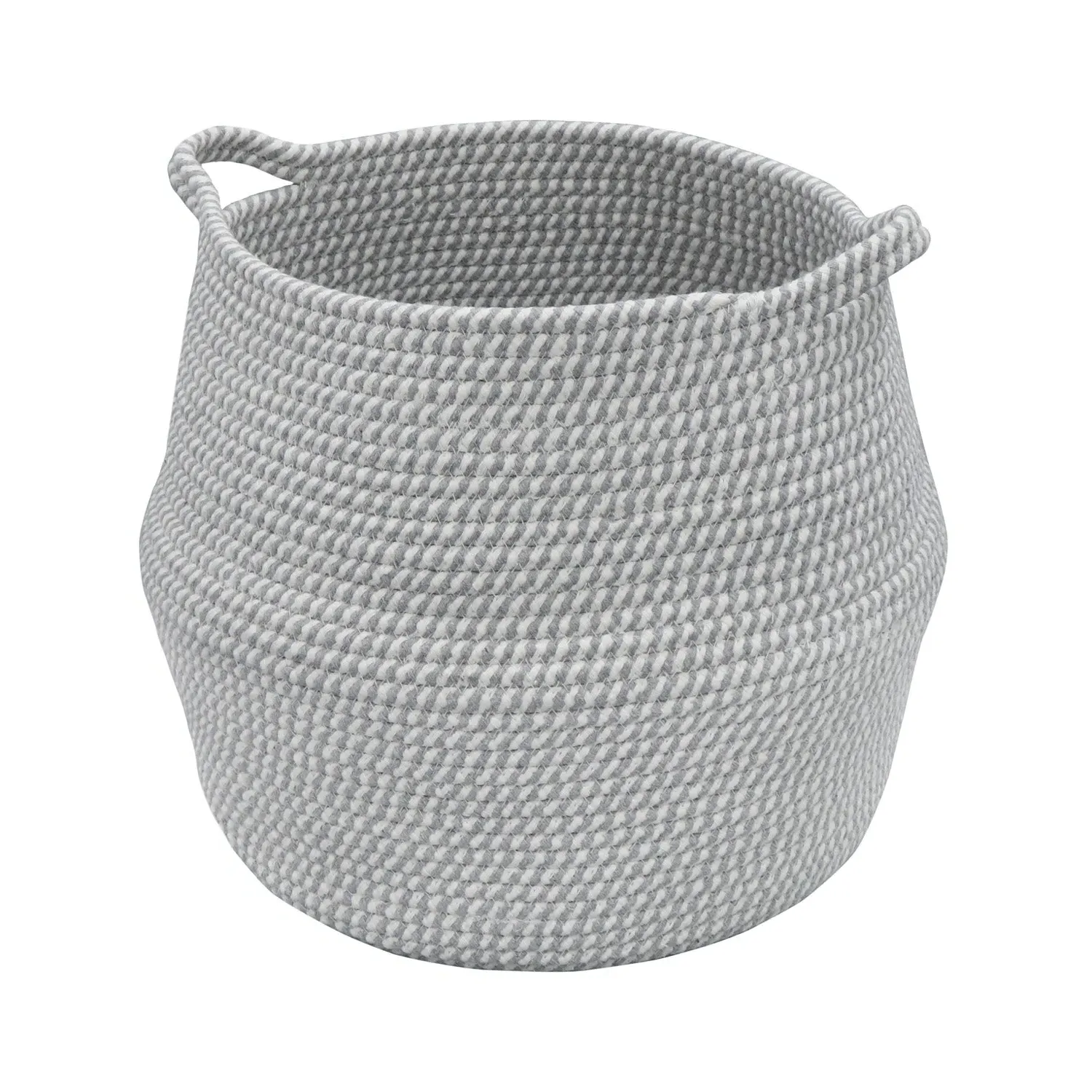 Large Round Belly Storage Basket - Grey, Cotton