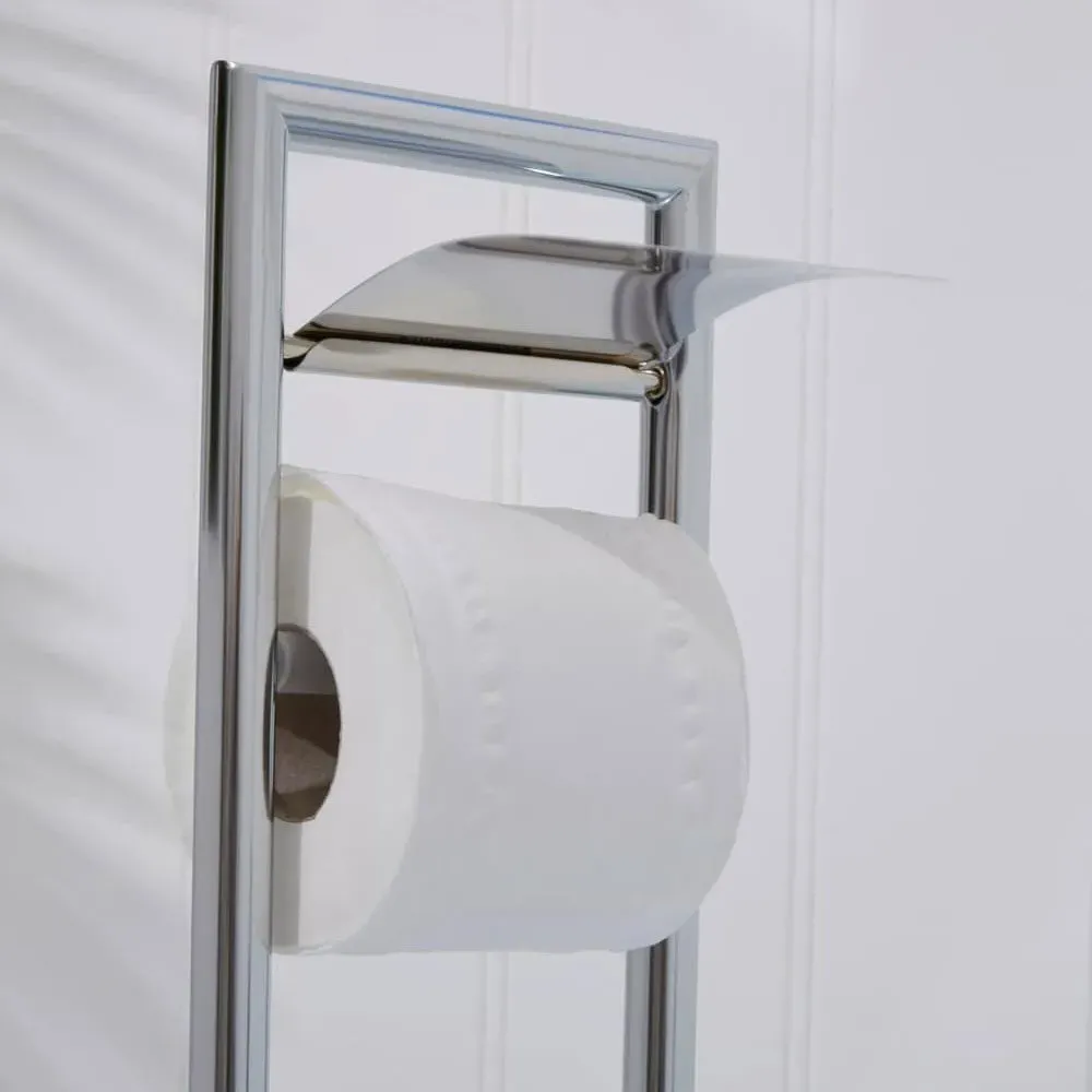 Large Toilet Brush & Roll Holder - Chrome