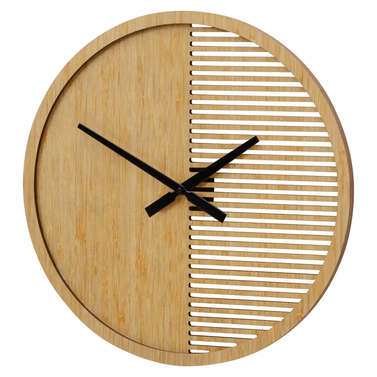 Large Wall Clock Minimalist Design - Natural Wood