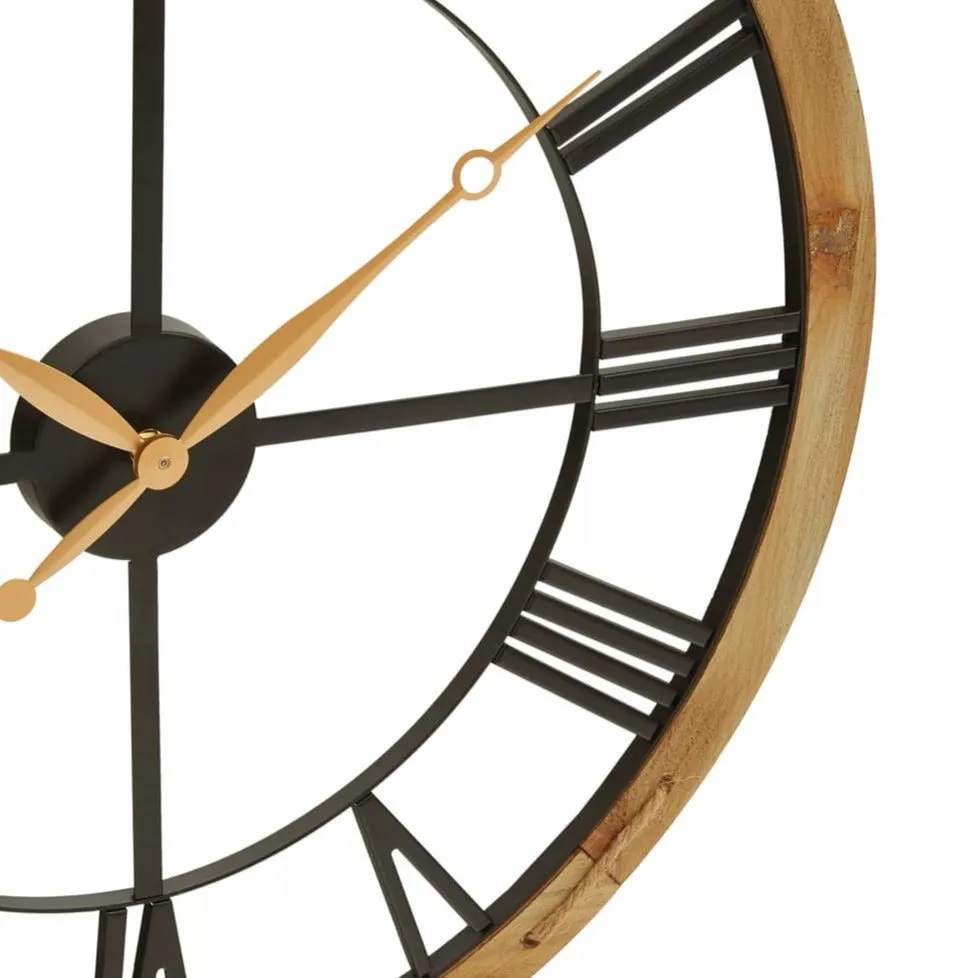 Large Wall Clock Roman Numerals - Natural Wood