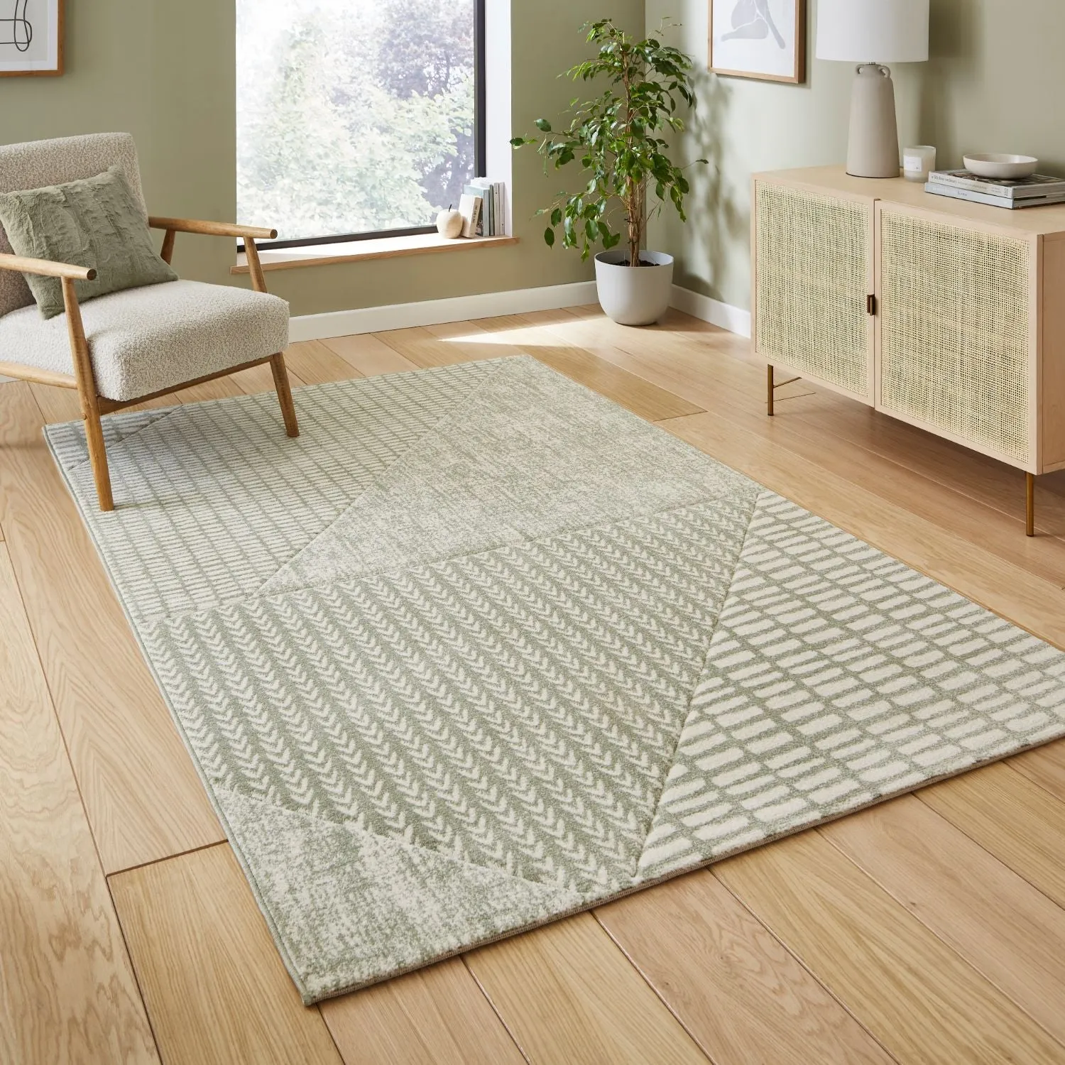 Larsson Abstract Rug - Sage Green, Polypropylene