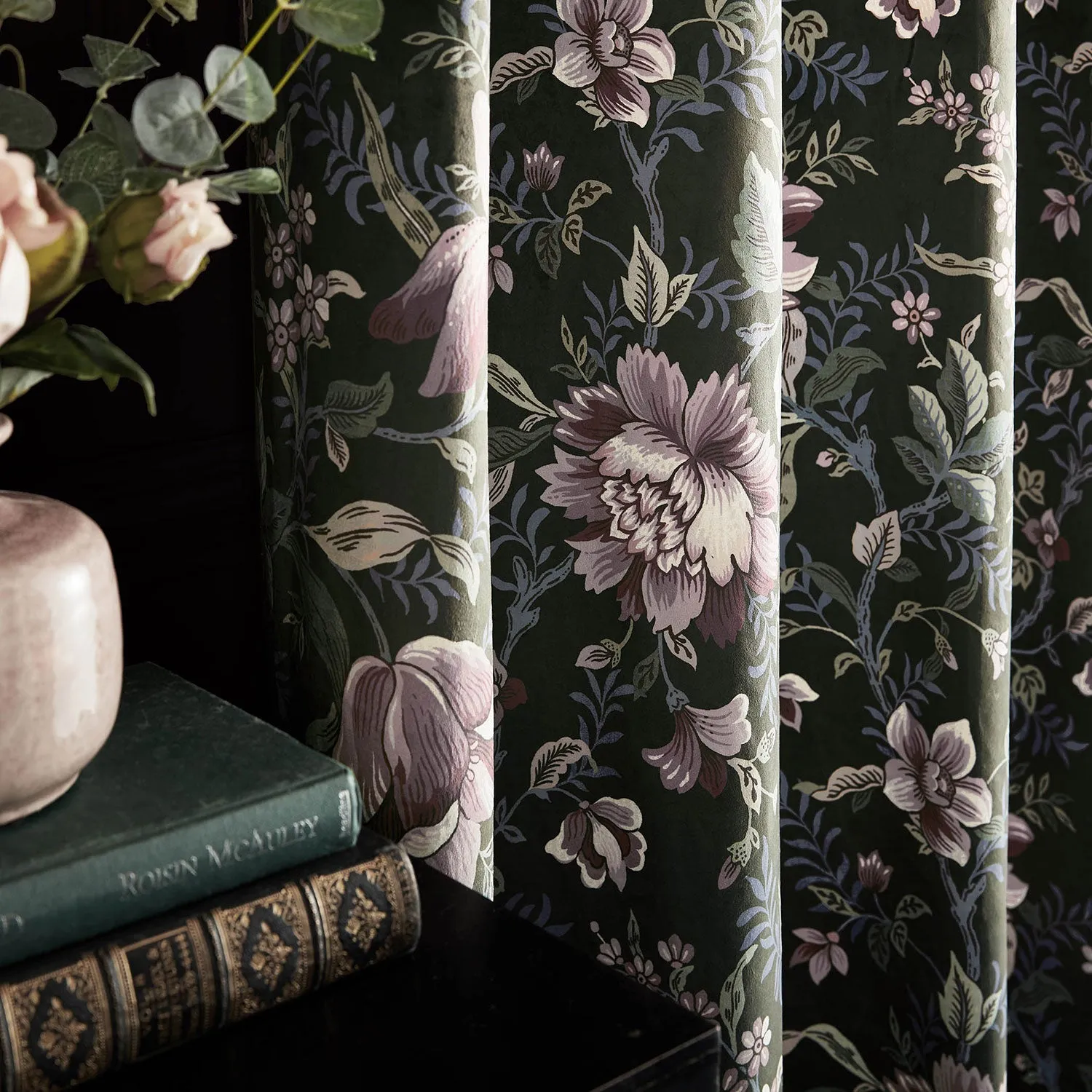 Laura Ashley Edita's Garden Eyelet Curtains W165 x L229cm - Charcoal, Velvet alternate view