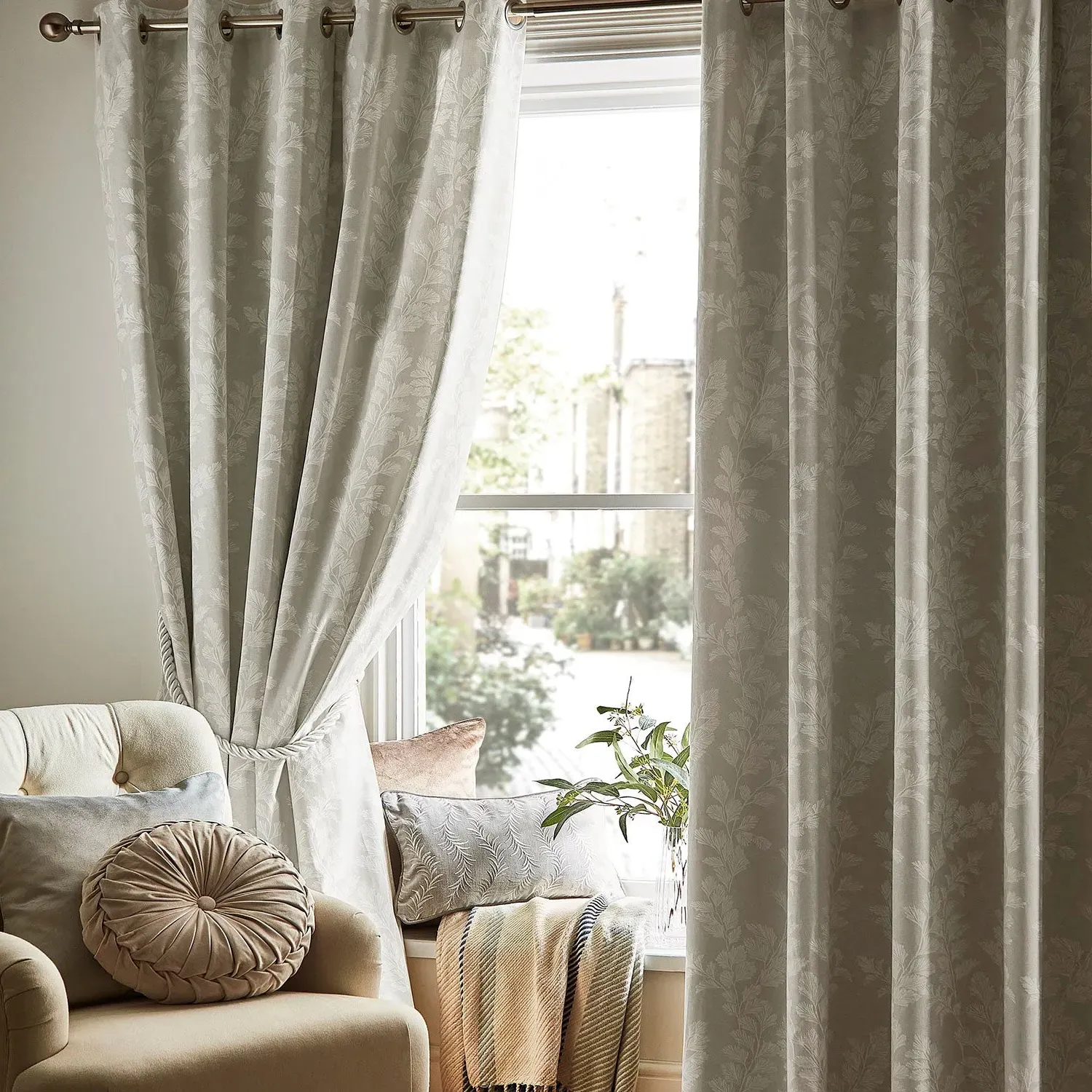 Laura Ashley Waxham Eyelet Curtain - Dove Grey, Cotton product