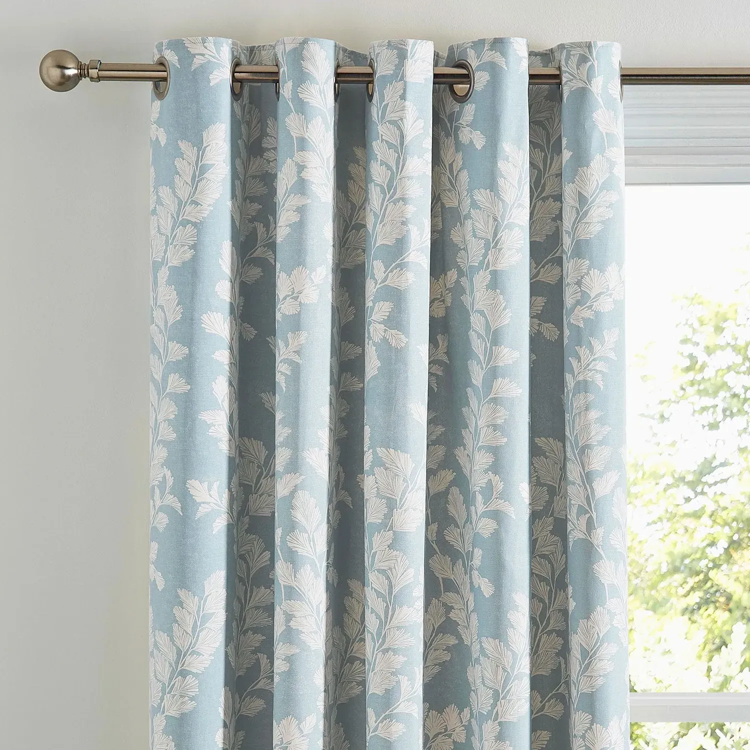 Laura Ashley Waxham Eyelet Curtain - Seaspray Blue, Cotton alternate view