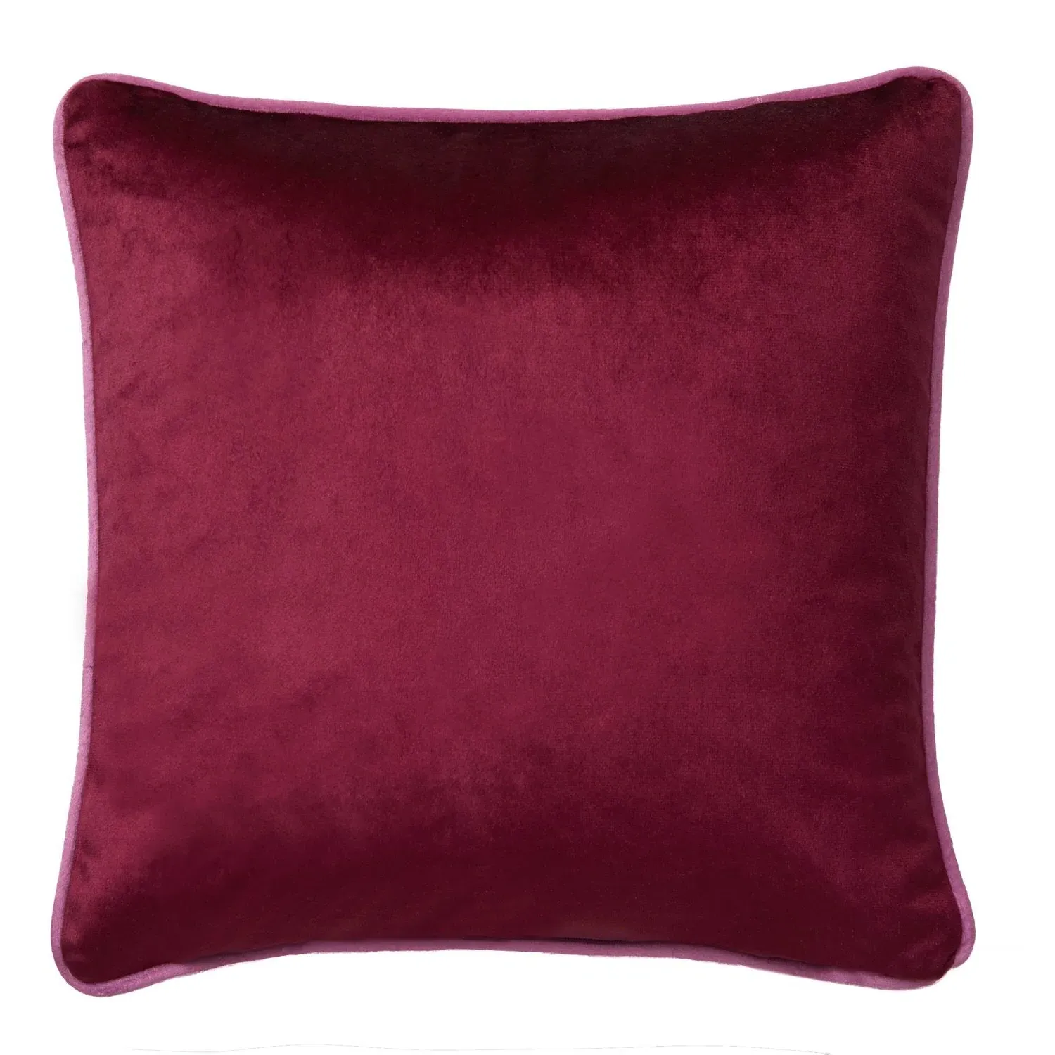Square Cushion with Piping - Pink, Velvet alternate view