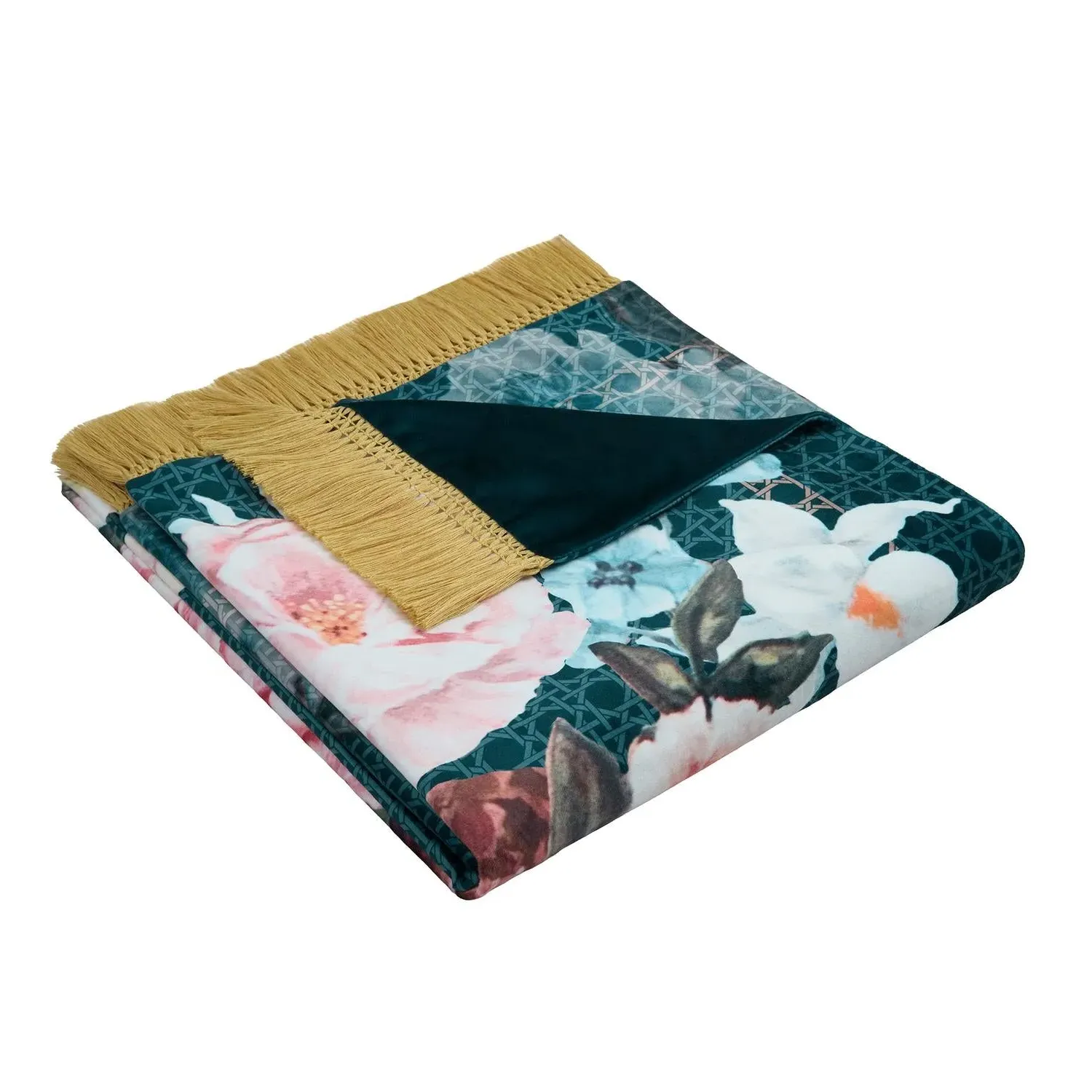 Laurence Llewelyn-Bowen Bouquet List Throw - Blue, Velvet alternate view