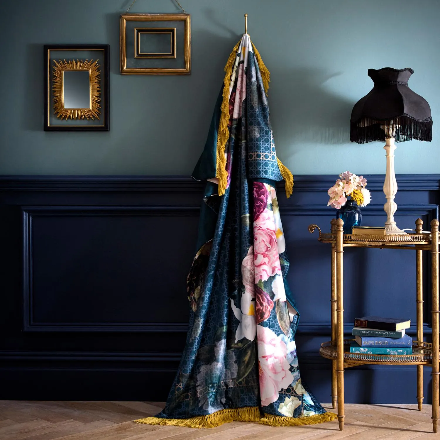Laurence Llewelyn-Bowen Bouquet List Throw - Blue, Velvet product