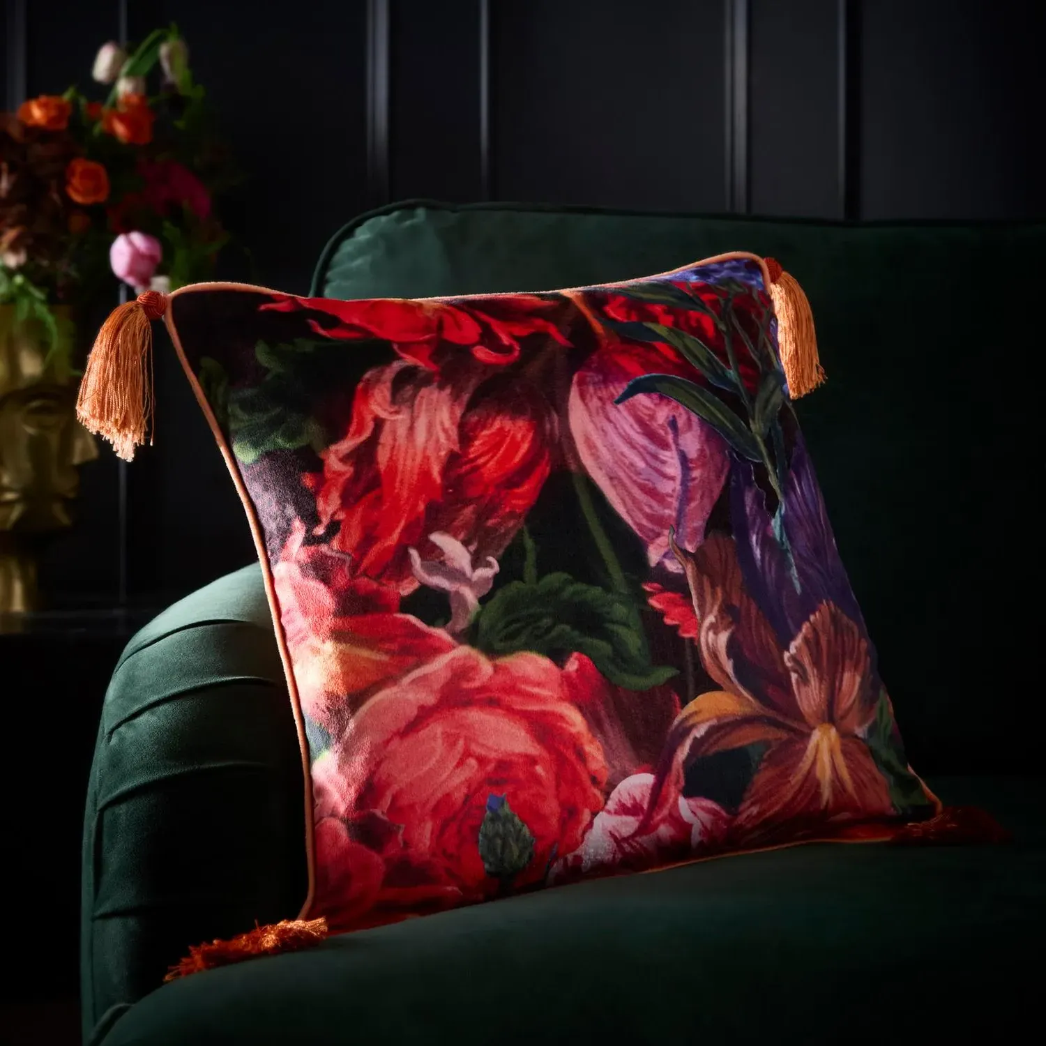 Laurence Llewelyn-Bowen Grande Chintz Velvet Cushion - Multi by Julian Charles