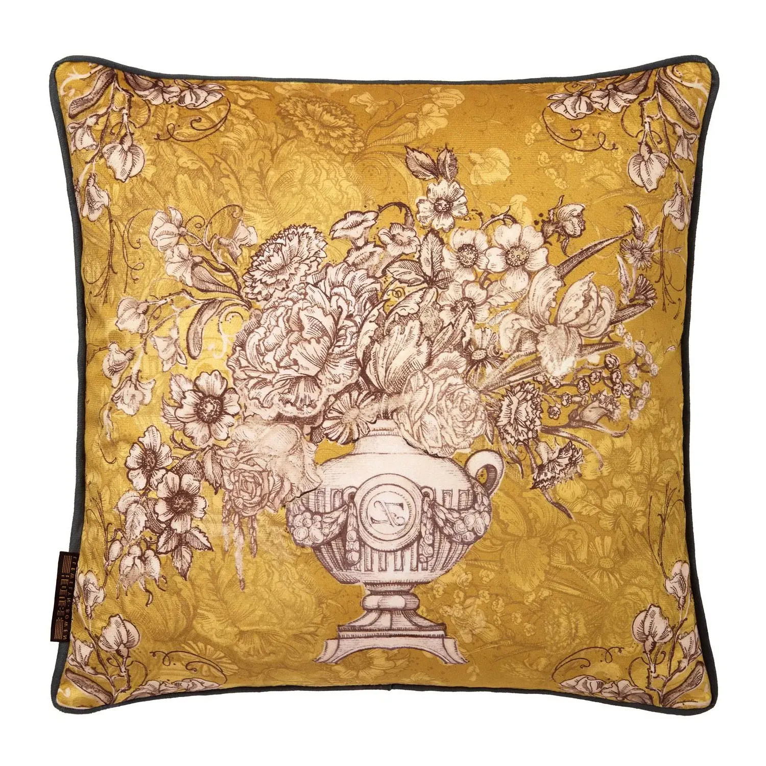 Laurence Llewelyn-Bowen Tuscan Holiday Cushion - Ochre, Velvet alternate view