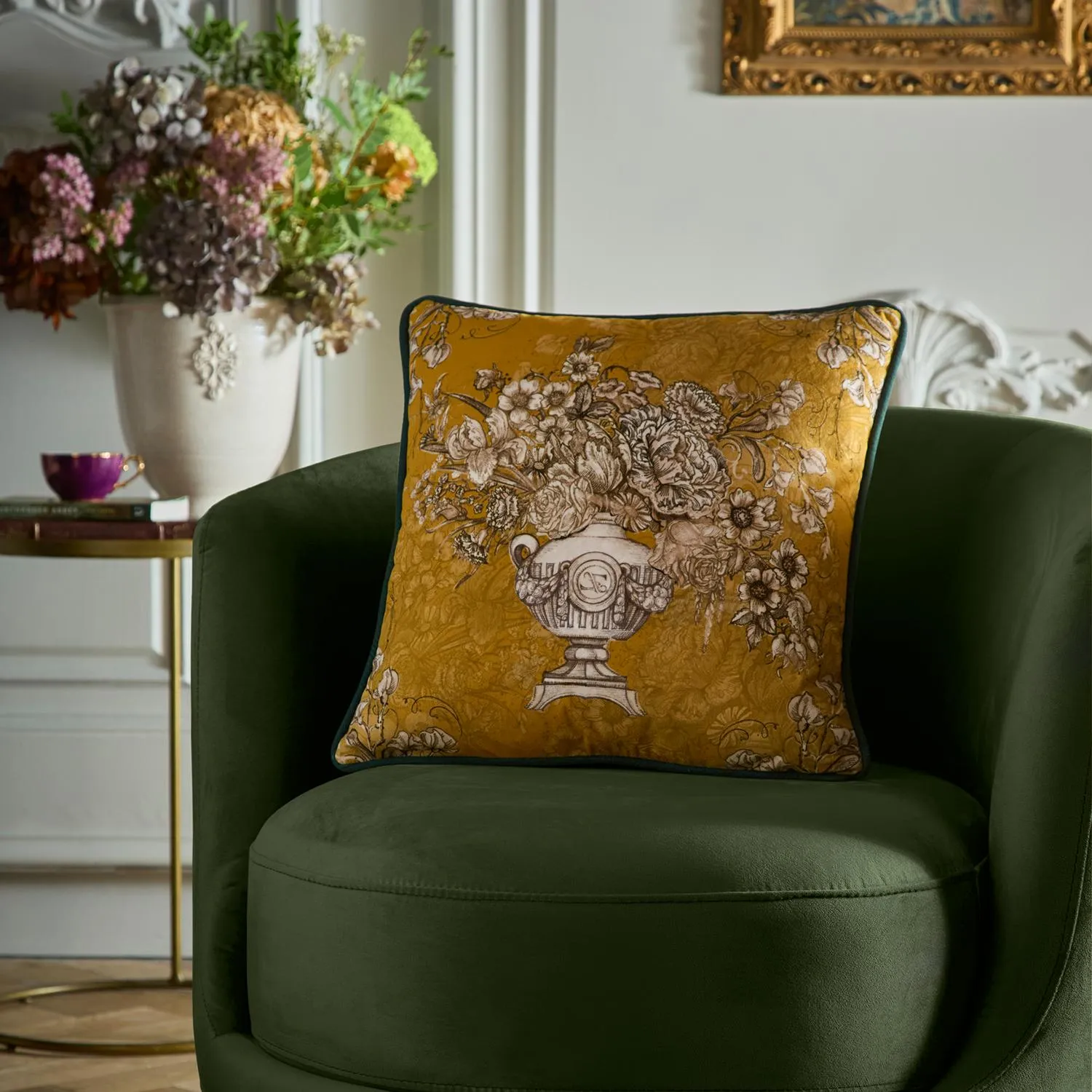 Laurence Llewelyn-Bowen Tuscan Holiday Cushion - Ochre, Velvet product