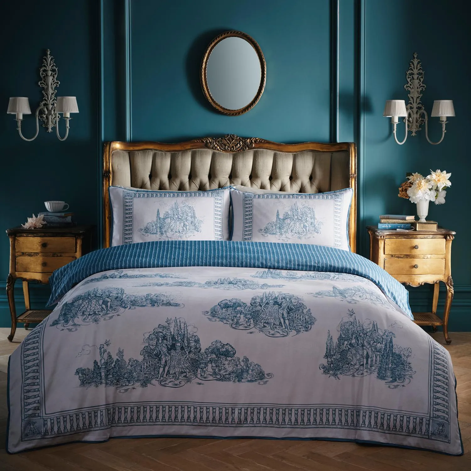 Laurence Llewelyn-Bowen Tuscan Toile Double Duvet Set - Blue, Cotton by Julian Charles, alternate view