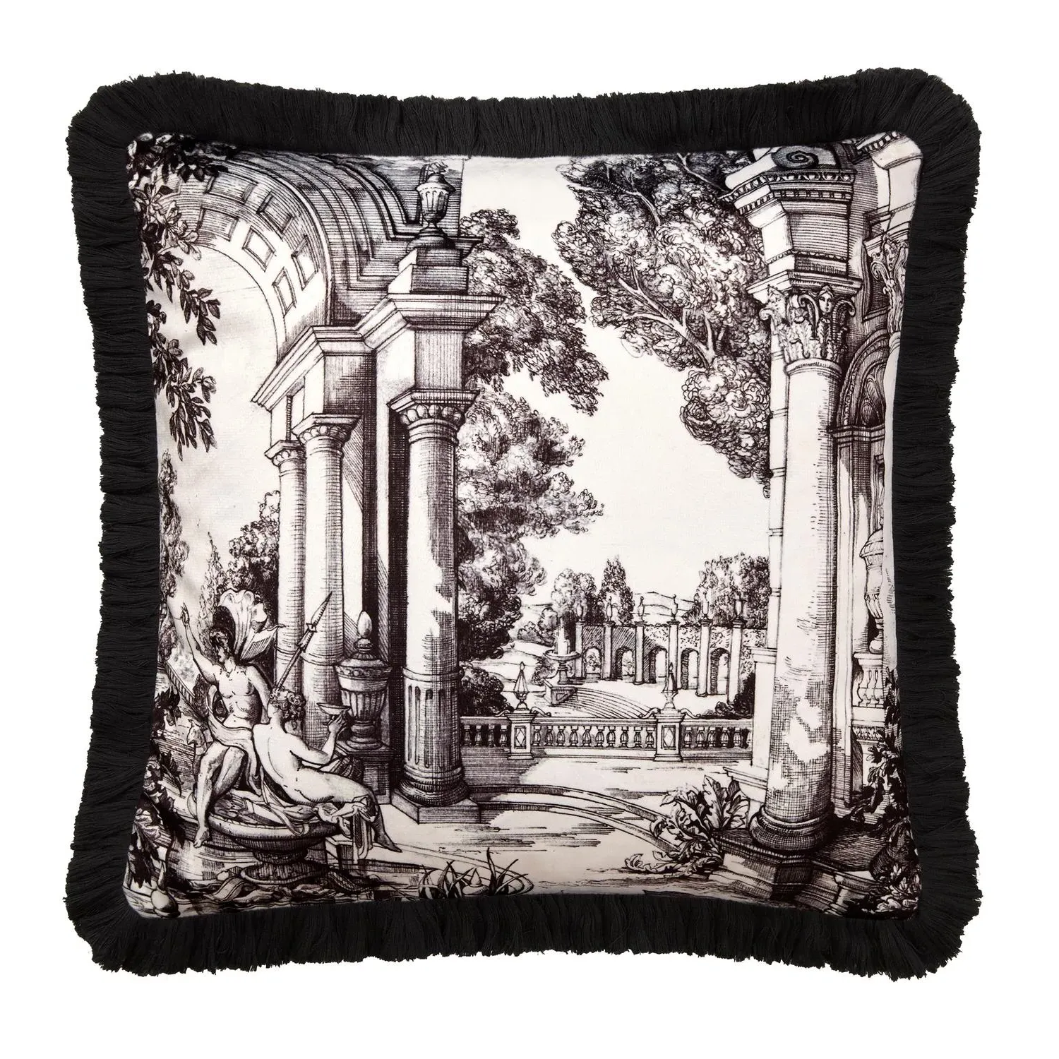 Laurence Llewelyn-Bowen Velvet Vista Square Cushion - Monochrome alternate view