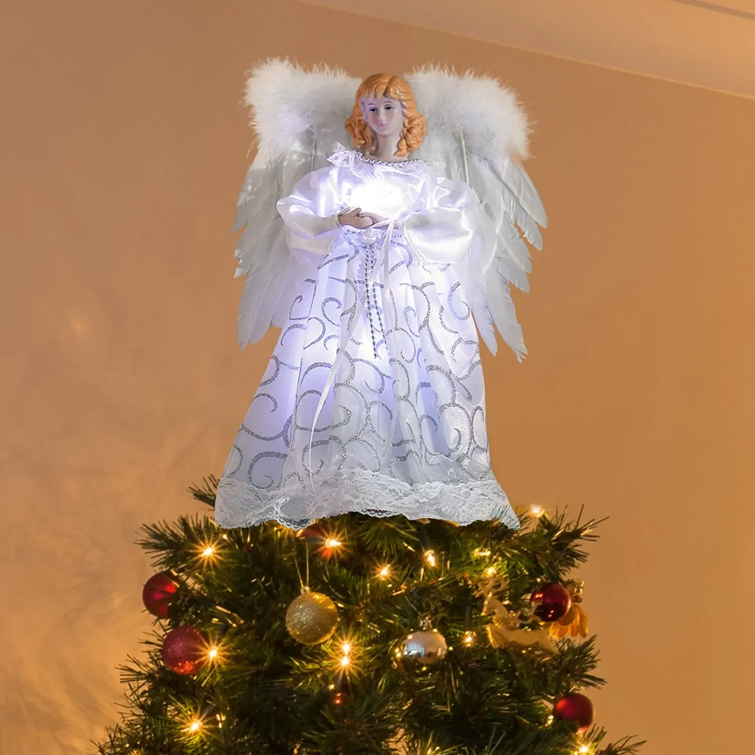 LED Angel Christmas Tree Topper - White by Julian Charles, image 2