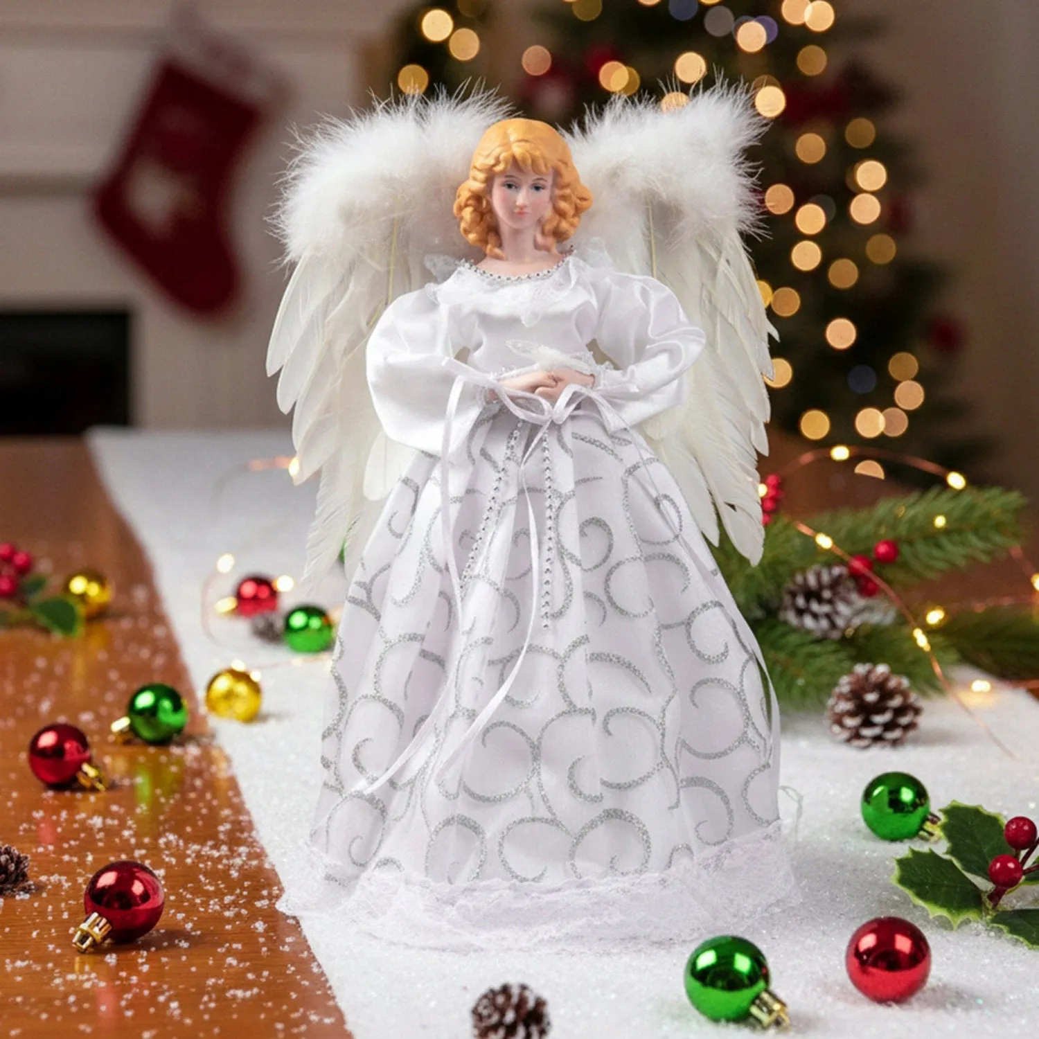 LED Angel Christmas Tree Topper - White by Julian Charles