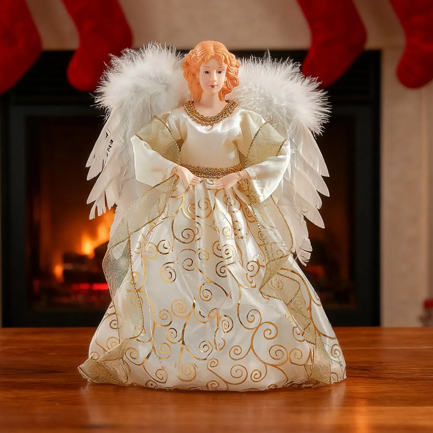 LED Angel Christmas Tree Topper - Yellow by Julian Charles