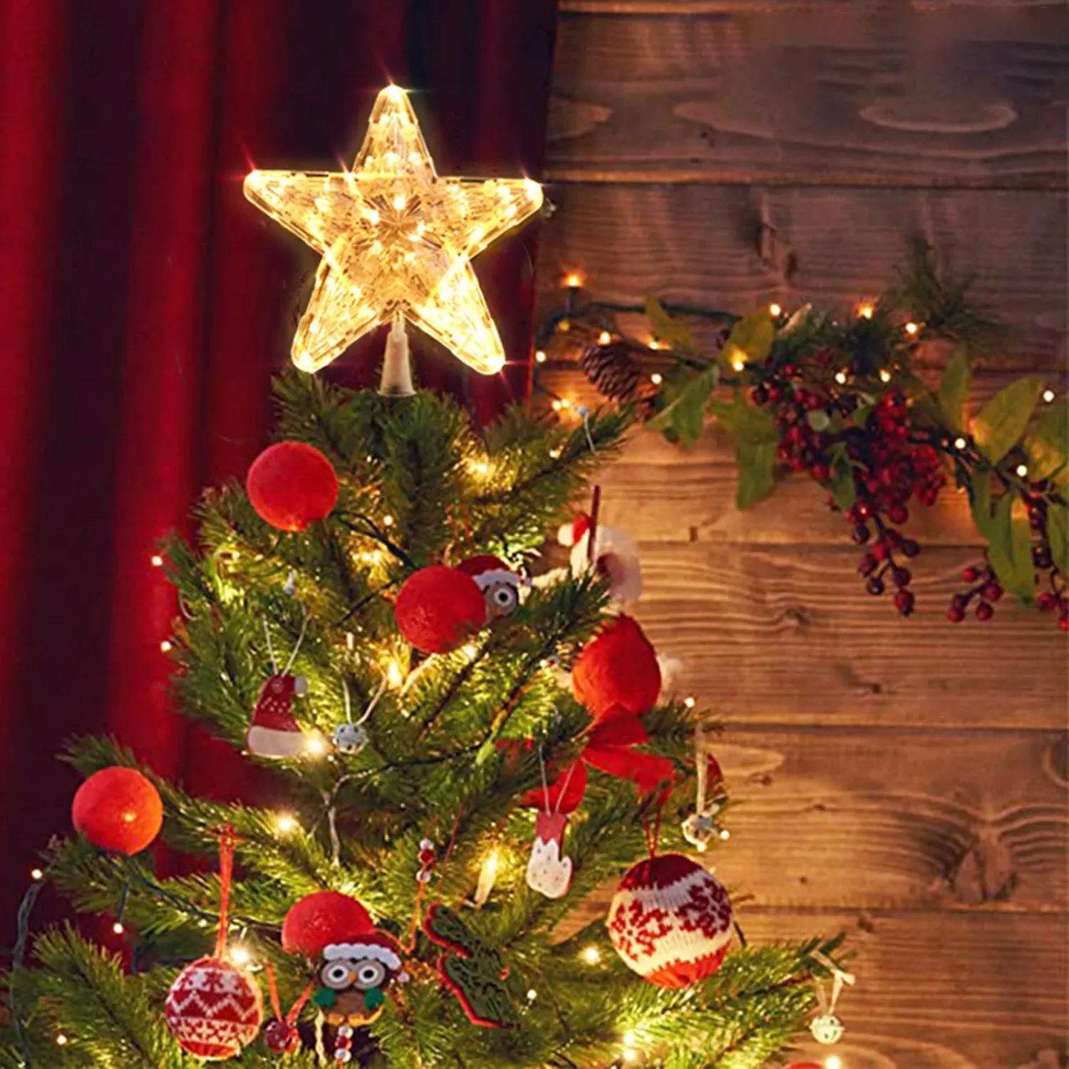 LED Star Christmas Tree Topper 18cm - Warm White, Clear by Julian Charles, alternate view