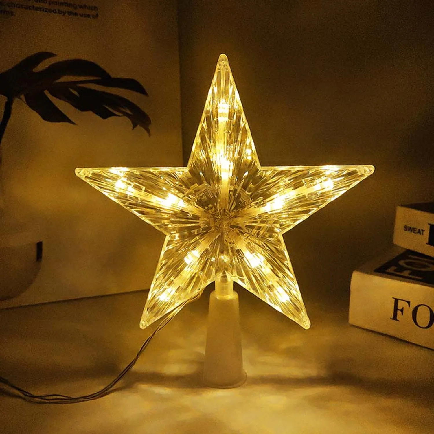 LED Star Christmas Tree Topper 18cm - Warm White, Clear by Julian Charles